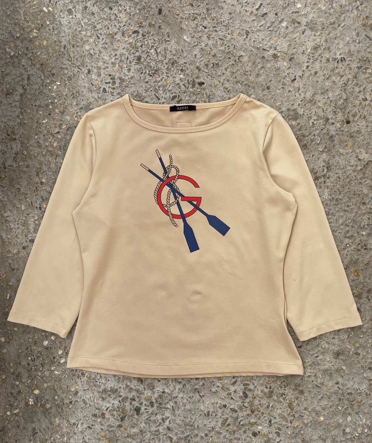 Gucci Nautical Regatta Oar Graphic Boatneck Top - Beige Size M / US 6-8 / IT 42-44 - 1 Thumbnail