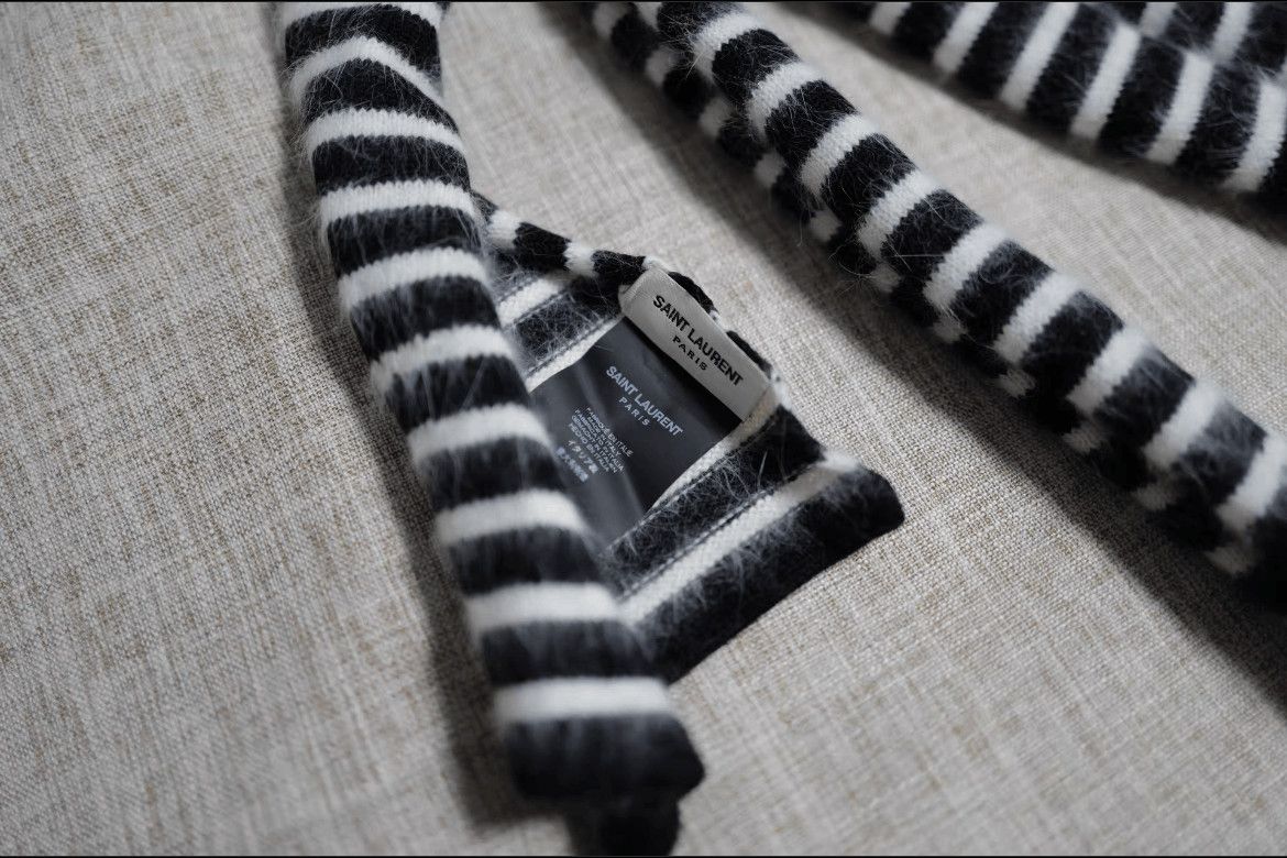 Saint Laurent Paris 13AW Rabbit Hair Stripe Scarf