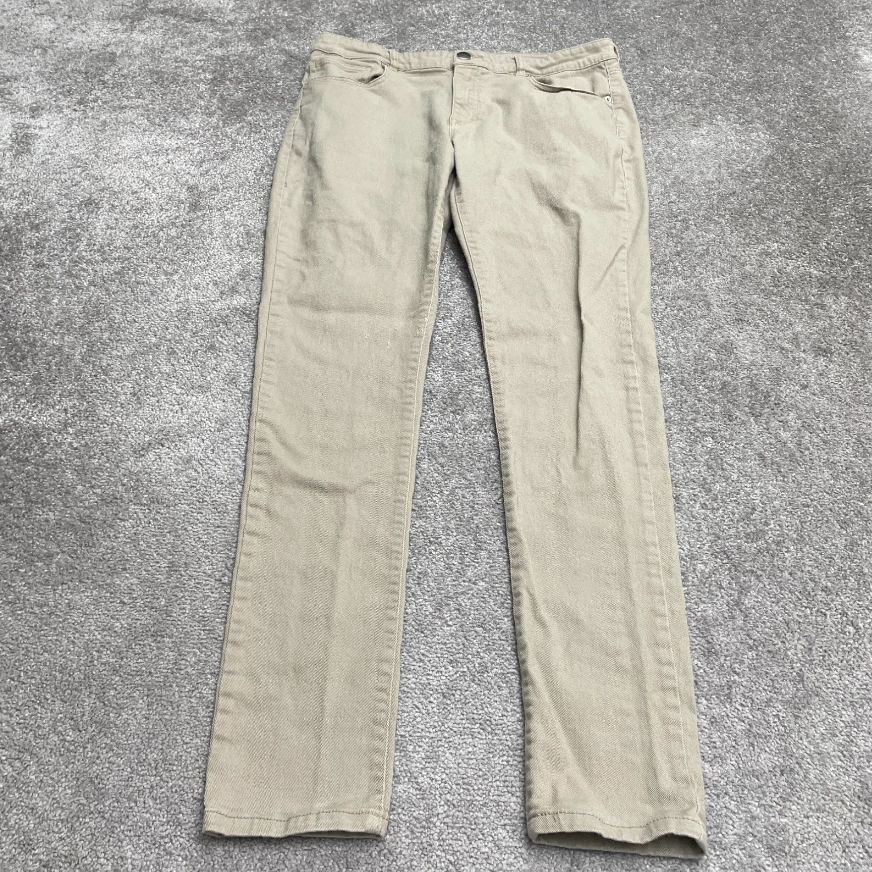Denime Nova Skinny Denim Jeans Mens 36 Khaki Brown Mid Rise Stretch Casual 36x33 Size US 36 / EU 52 - 2 Thumbnail