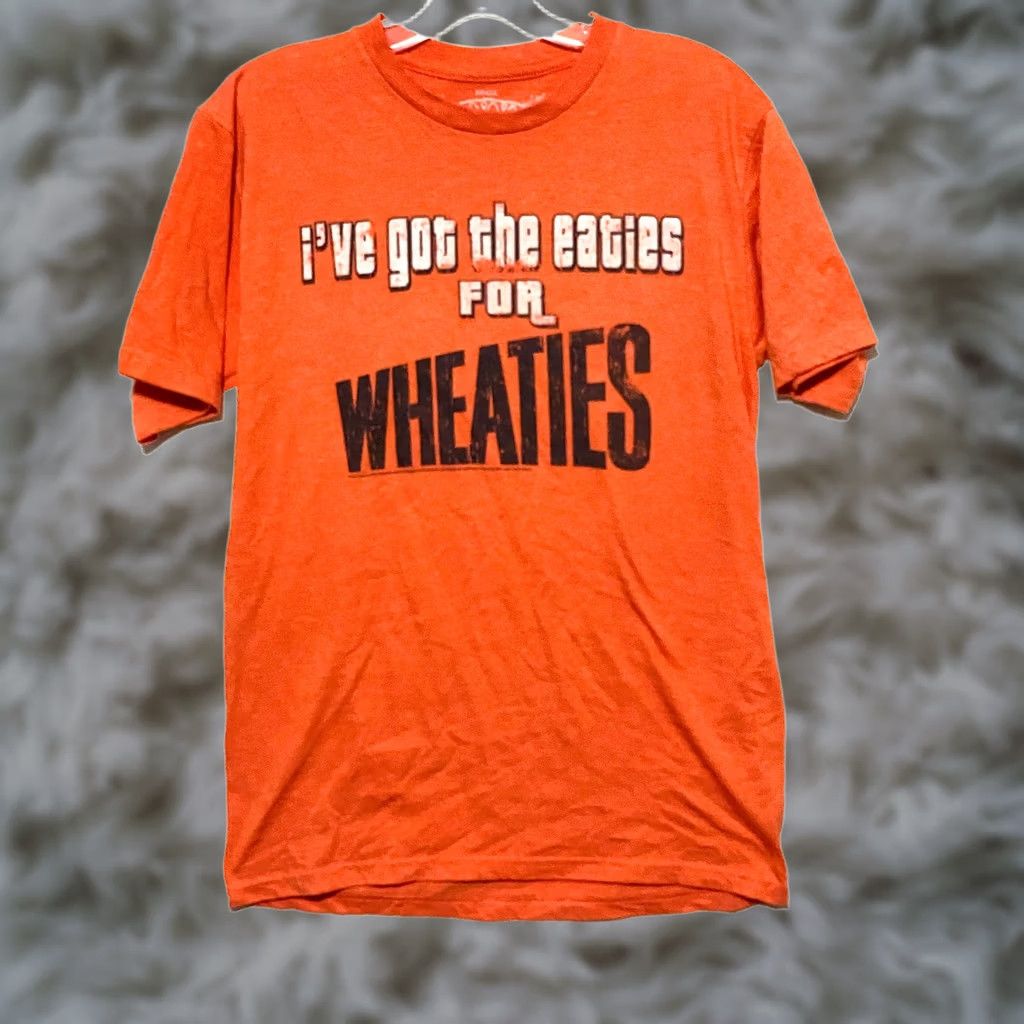 Vintage Savvy I’ve Got The Eaties For Wheaties Cereal Orange Shirt Mens S Novelty Funny Humor T-Shirt Short Sleeve Graphic Print Cotton Polyester Regular Size US S / EU 44-46 / 1 - 1 Thumbnail