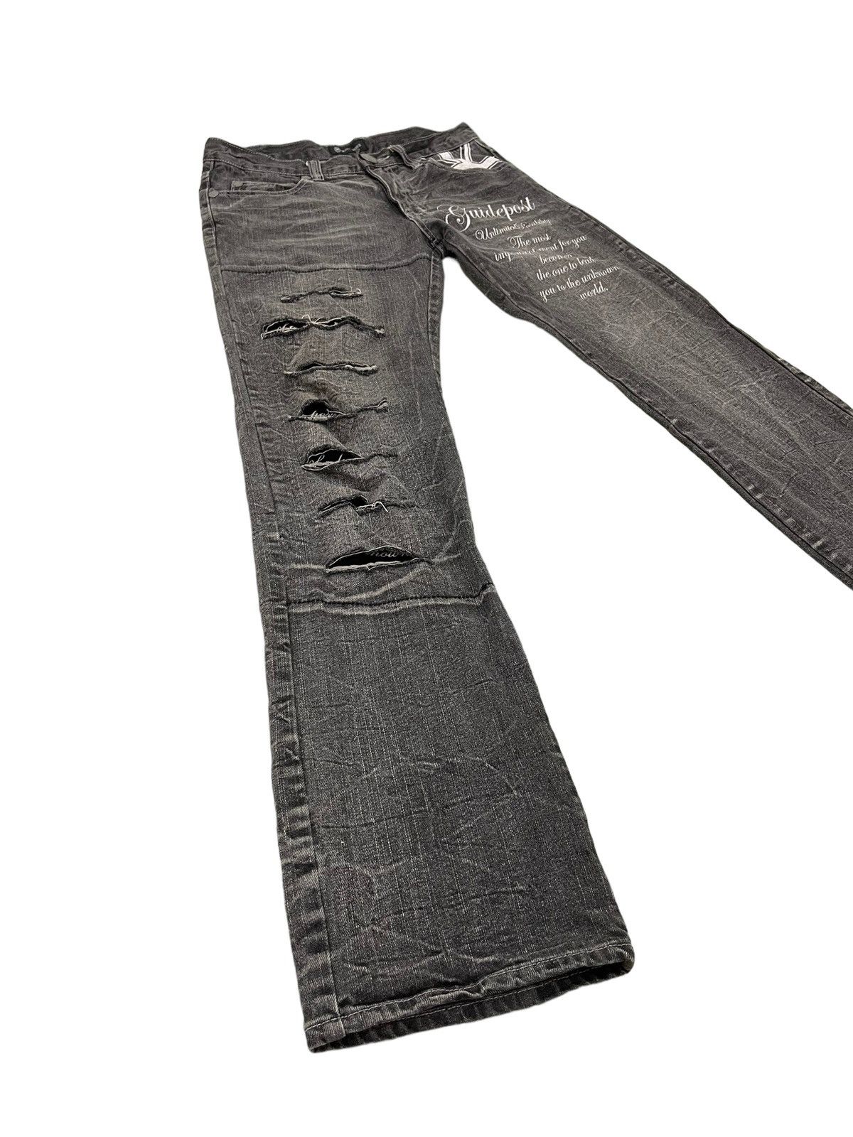 Japanese Brand Distress Jeans Root Three Regular Straight 6🟦3 Size US 31 - 2 Thumbnail