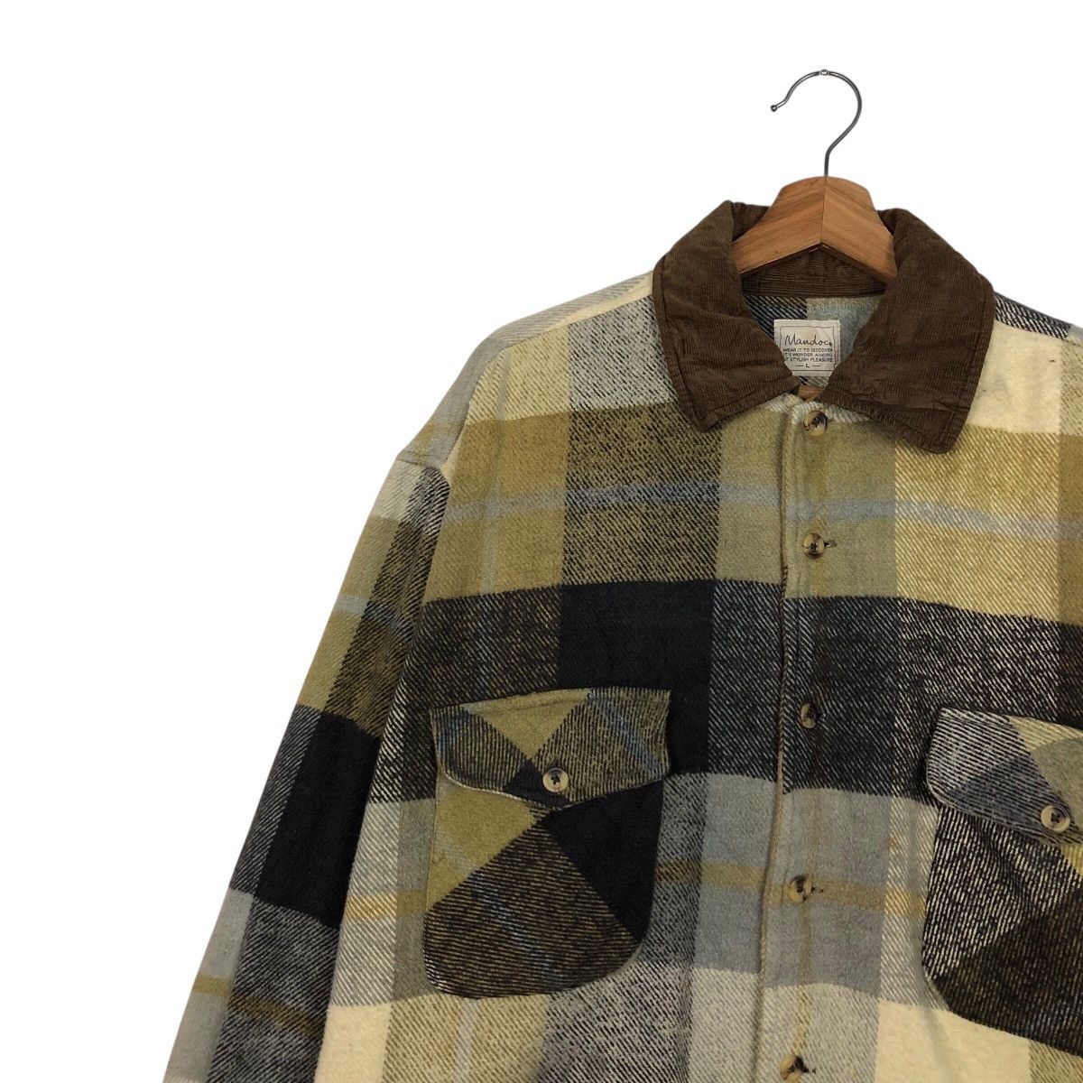 Japanese Brand 📌Vintage Wool Flannel Jacket Mandoc Tartan Issey Miyake Size US L / EU 52-54 / 3 - 8 Thumbnail