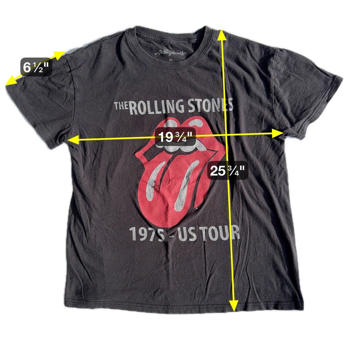 The Rolling Stones Rolling Stones 1975 US Tour Repro Tee XL Black Tongue Logo Size US XL / EU 56 / 4 - 6 Thumbnail