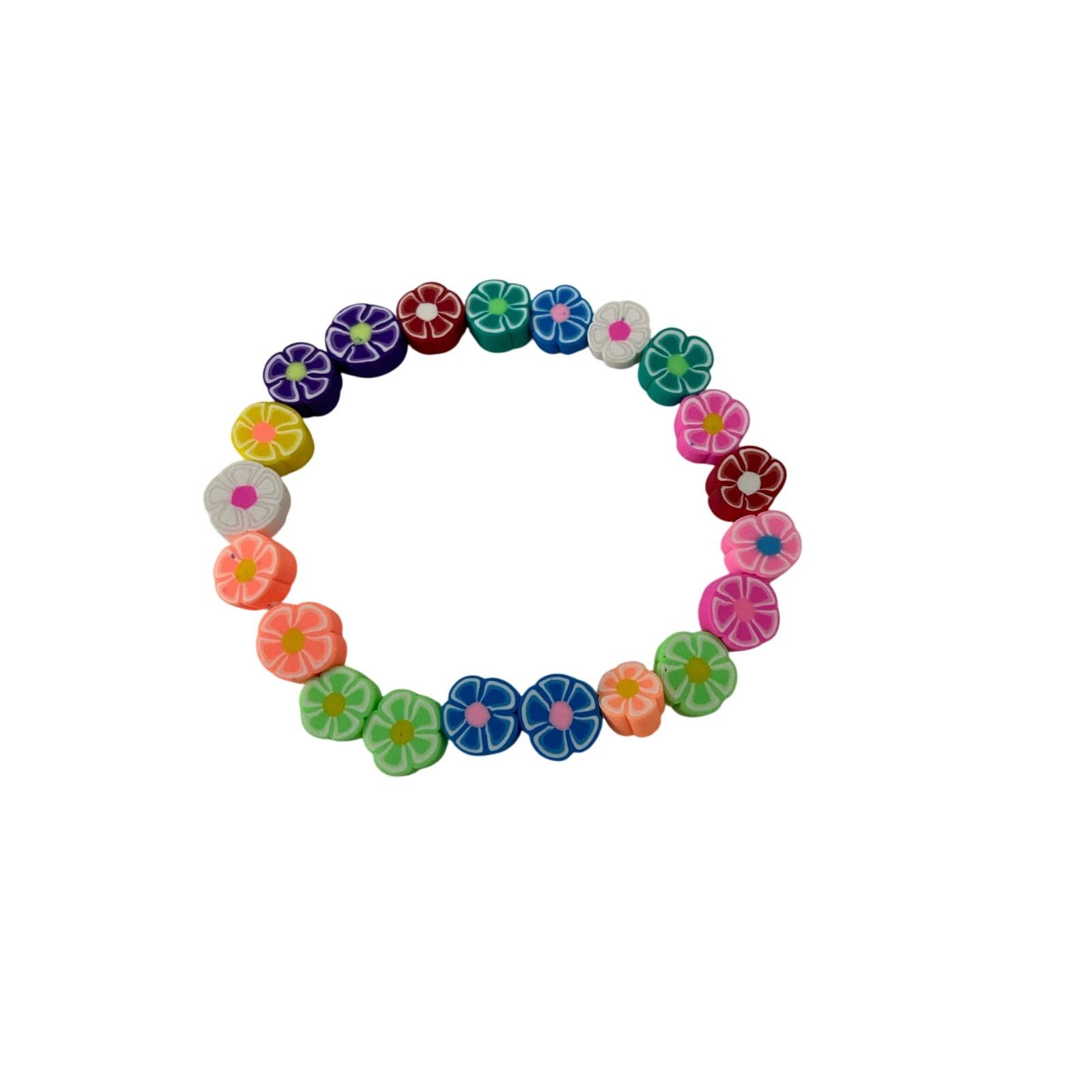 Handmade Colorful clay floral bead bracelet Size ONE SIZE - 1 Thumbnail