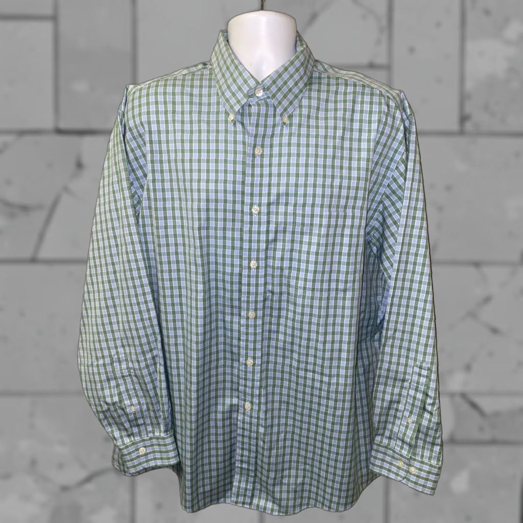 Brooks Brothers Brooks Brothers Shirt XL Mens Blue/Green Checkered Long Sleeve Button-Up Regular Cotton Non Iron Size US XL / EU 56 / 4 - 1 Thumbnail
