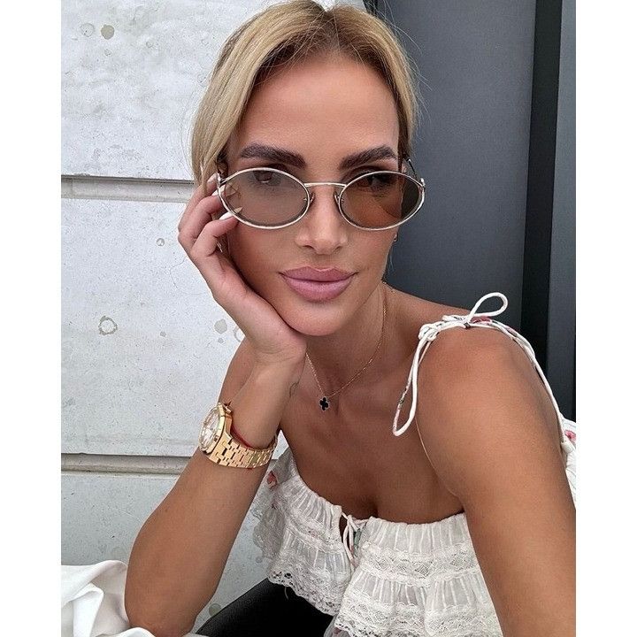 Miu Miu Miu Miu MU52YS 1BC10F Sunglasses Silver Oval Frame Size ONE SIZE - 10 Thumbnail