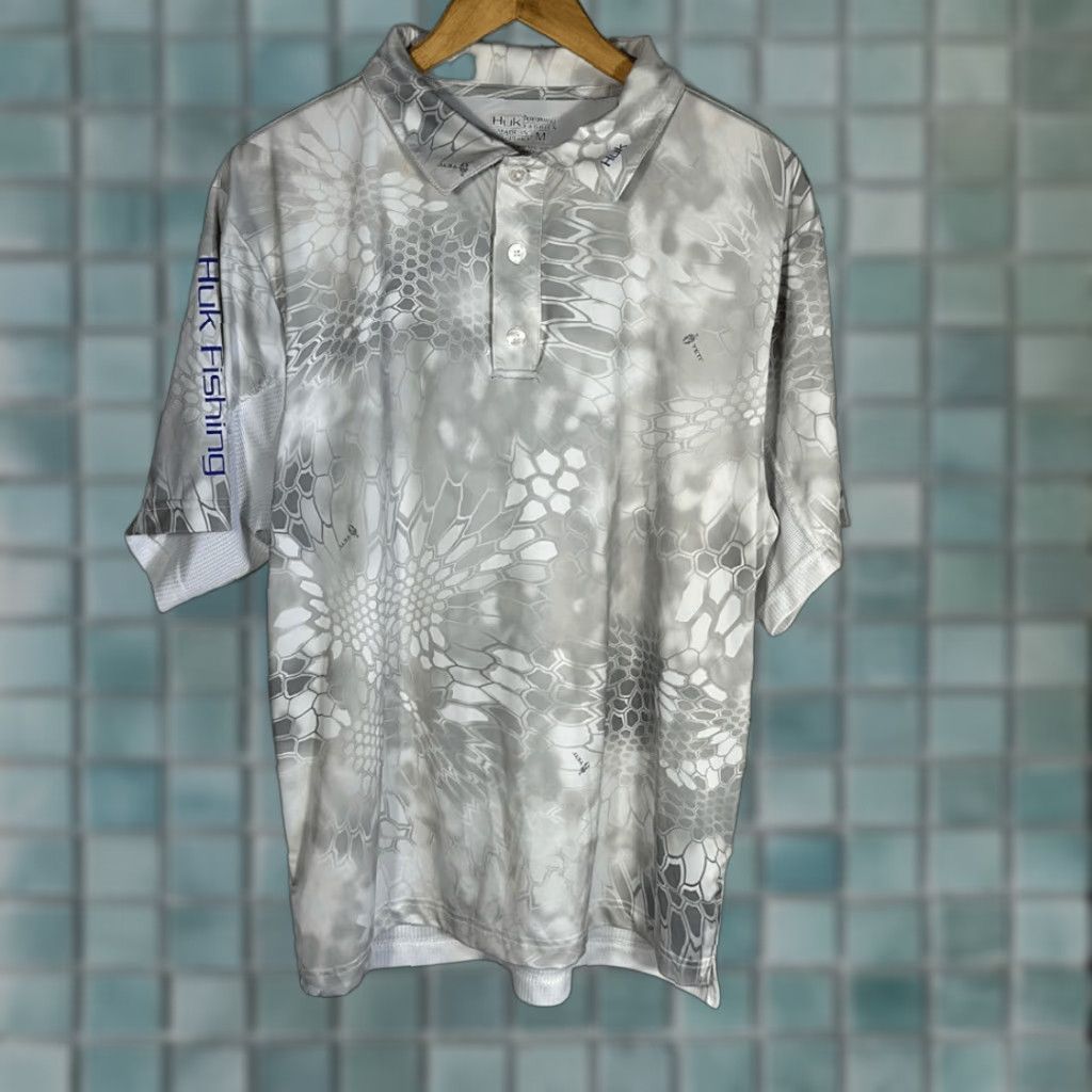 Vintage Huk Performance Fishing Polo Shirt Short-Sleeve Men M Medium Gray Shirt Mens M Gray Polo Fishing Size US M / EU 48-50 / 2 - 1 Thumbnail