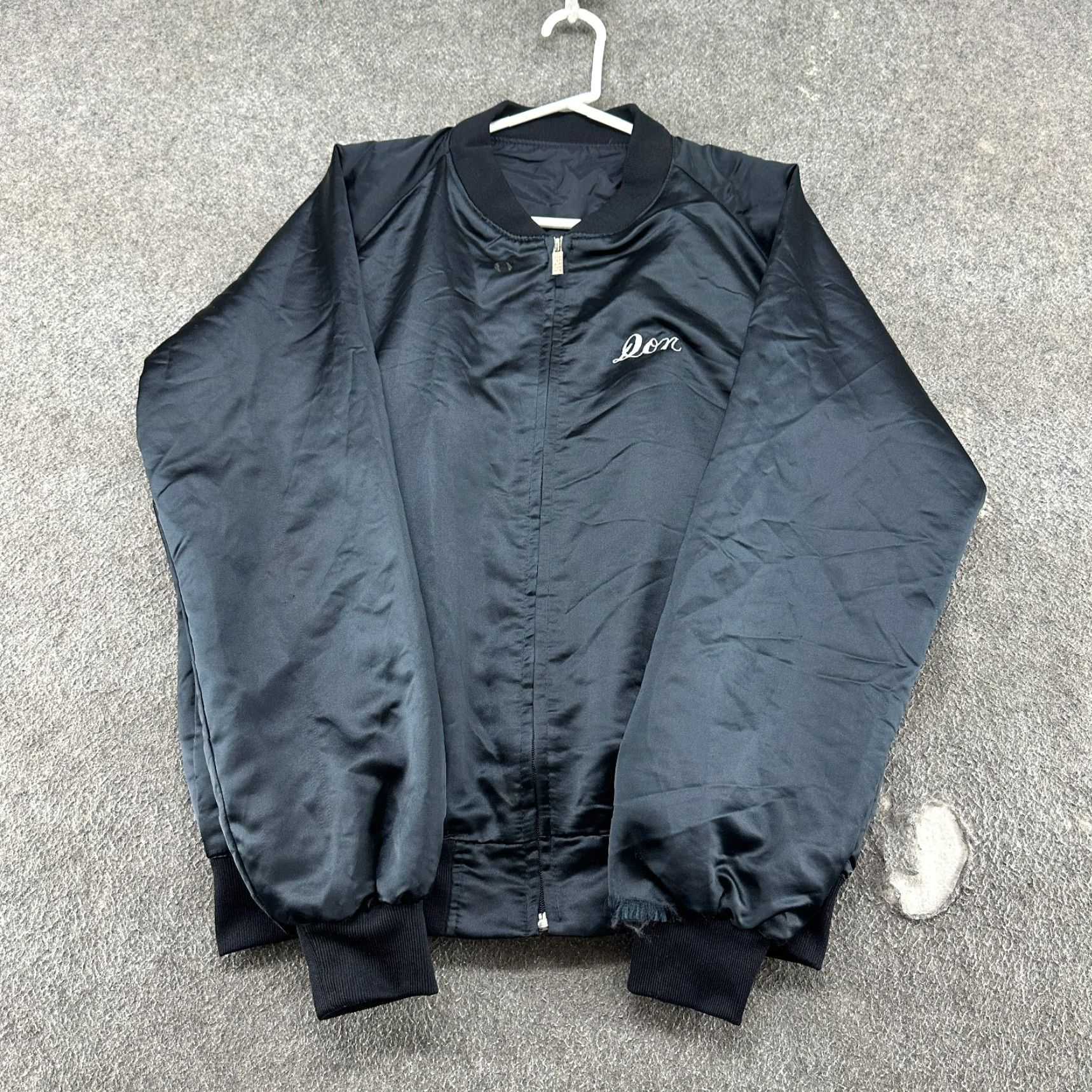 Vintage VINTAGE Jacket Mens L Black Satin Bomber 90s Desert Cactus USA Embroidered Quilted Workwear Casual Satin Lining Full Zip Snaps Size US L / EU 52-54 / 3 - 2 Thumbnail