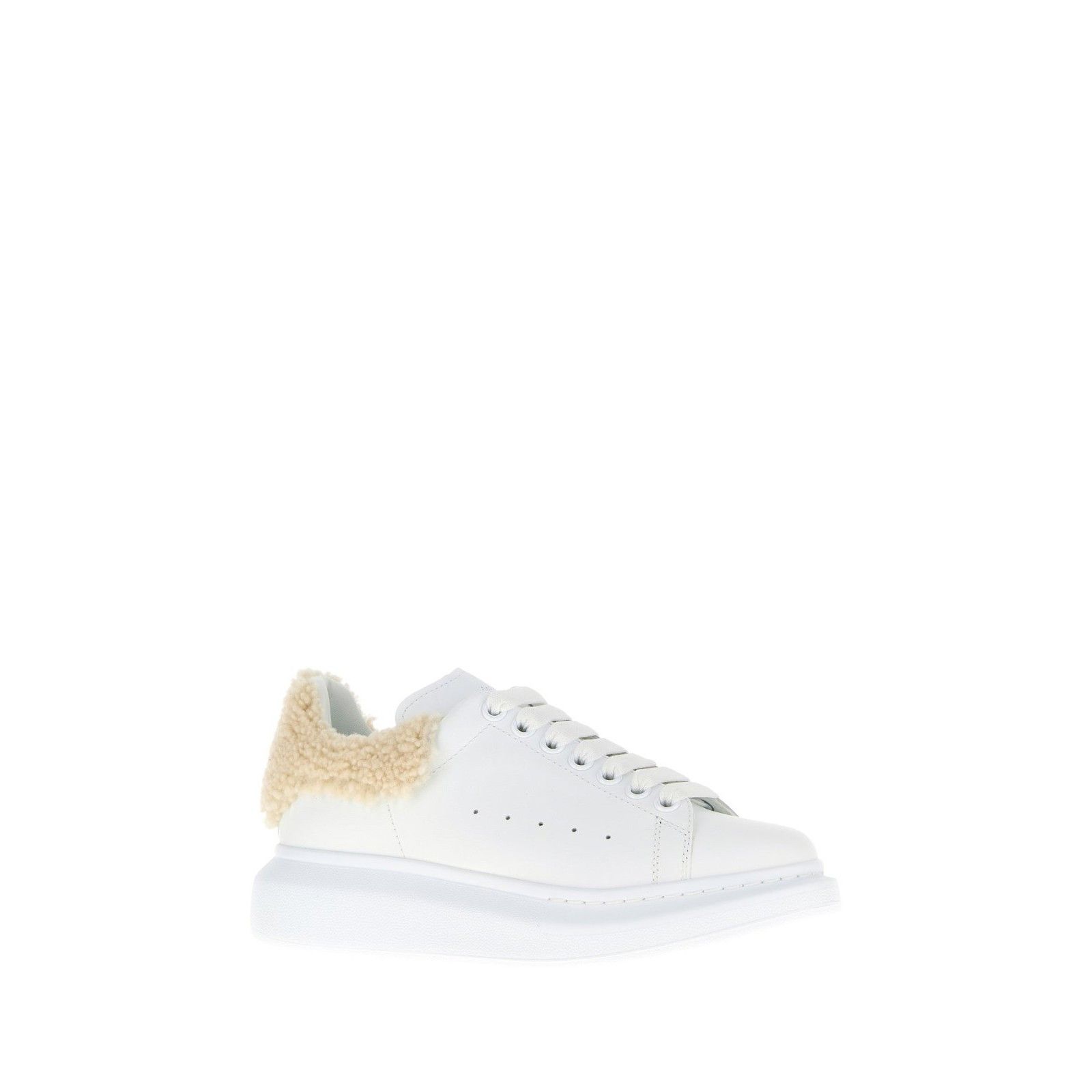 Alexander McQueen ALEXANDER MCQUEEN Shearling Platform White Leather Sneakers Size US 6 / IT 36 - 2 Thumbnail