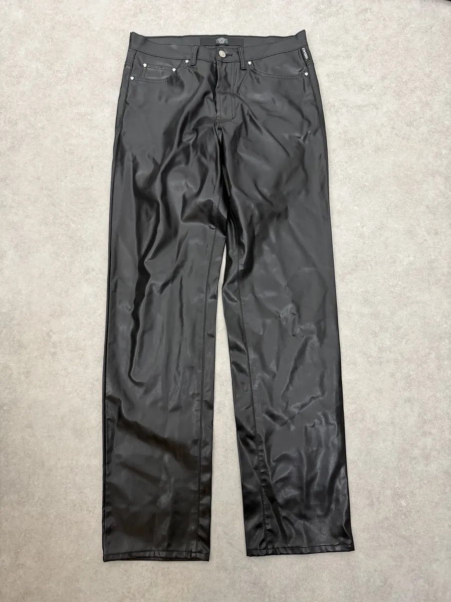 Versace 2000s Versace Black Cozy Faux Leather Pants Size US 32 / EU 48 - 4 Thumbnail