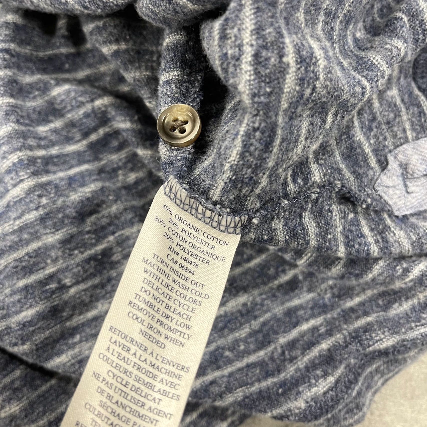 Faherty Faherty Shirt Mens Large Blue Striped Long Sleeve Polo Organic Cotton Casual Size US L / EU 52-54 / 3 - 5 Thumbnail