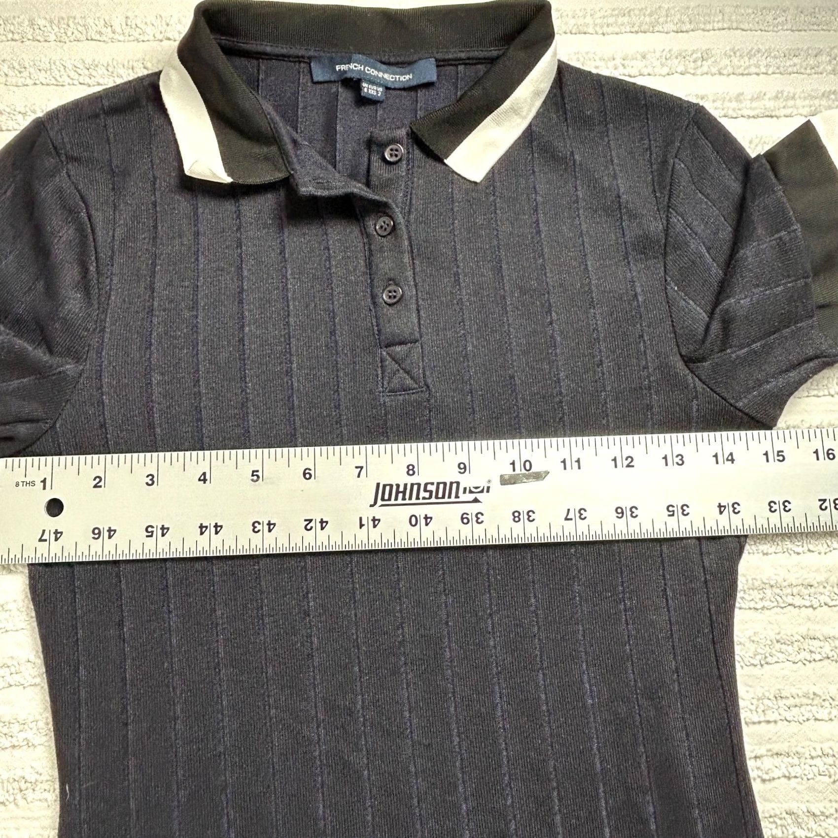 French Connection French Connection Women's Ribbed Polo Bodycon Mini Dress Popover Black Size 2 Size XS / US 0-2 / IT 36-38 - 6 Thumbnail