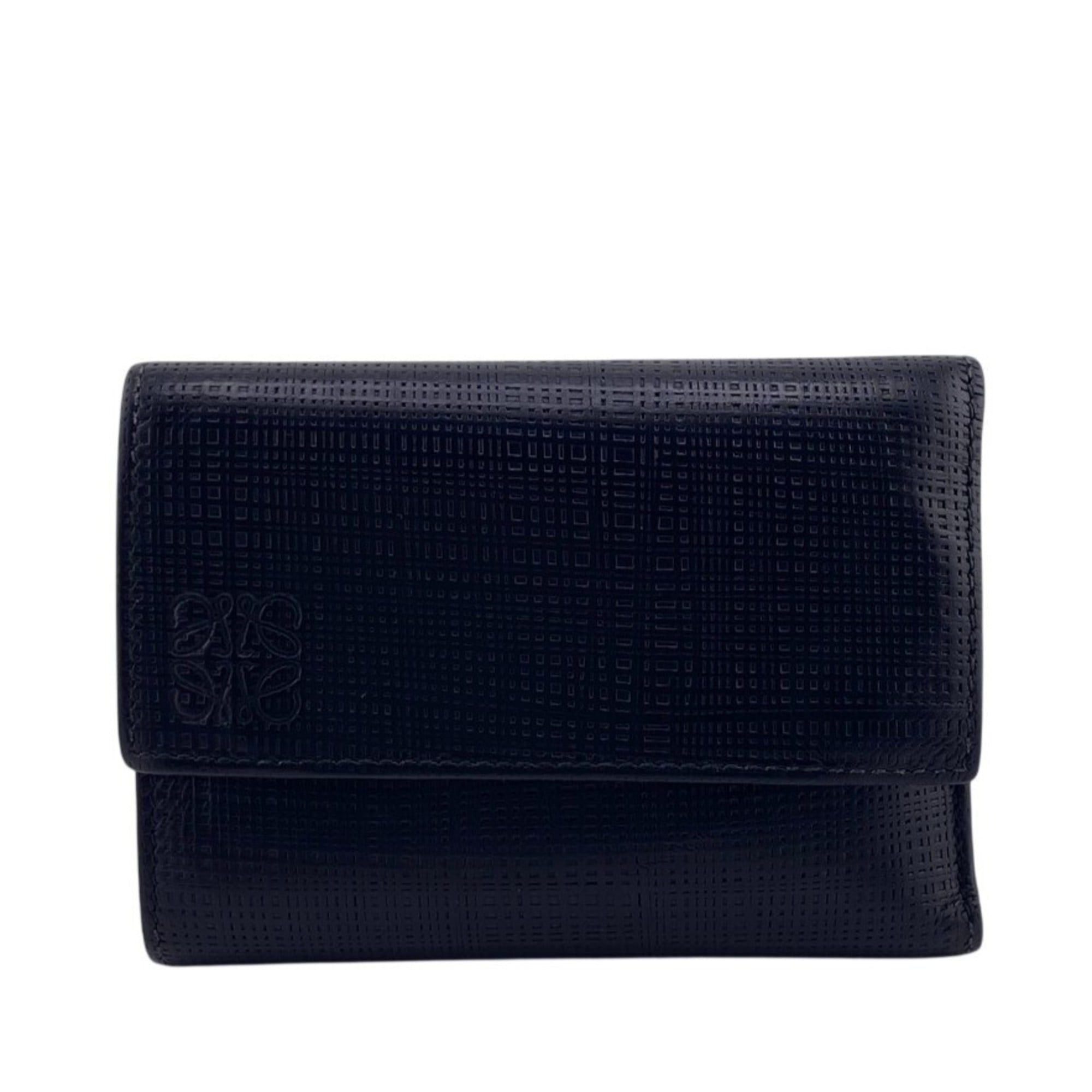 Loewe LOEWE Anagram Linen Tri-fold Wallet in Black, Unisex Size ONE SIZE - 1 Thumbnail