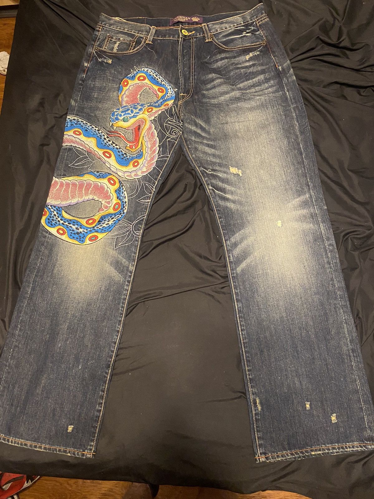 Christian Audigier Rare Christian Audigier snake jeans Size US 36 / EU 52 - 1 Thumbnail