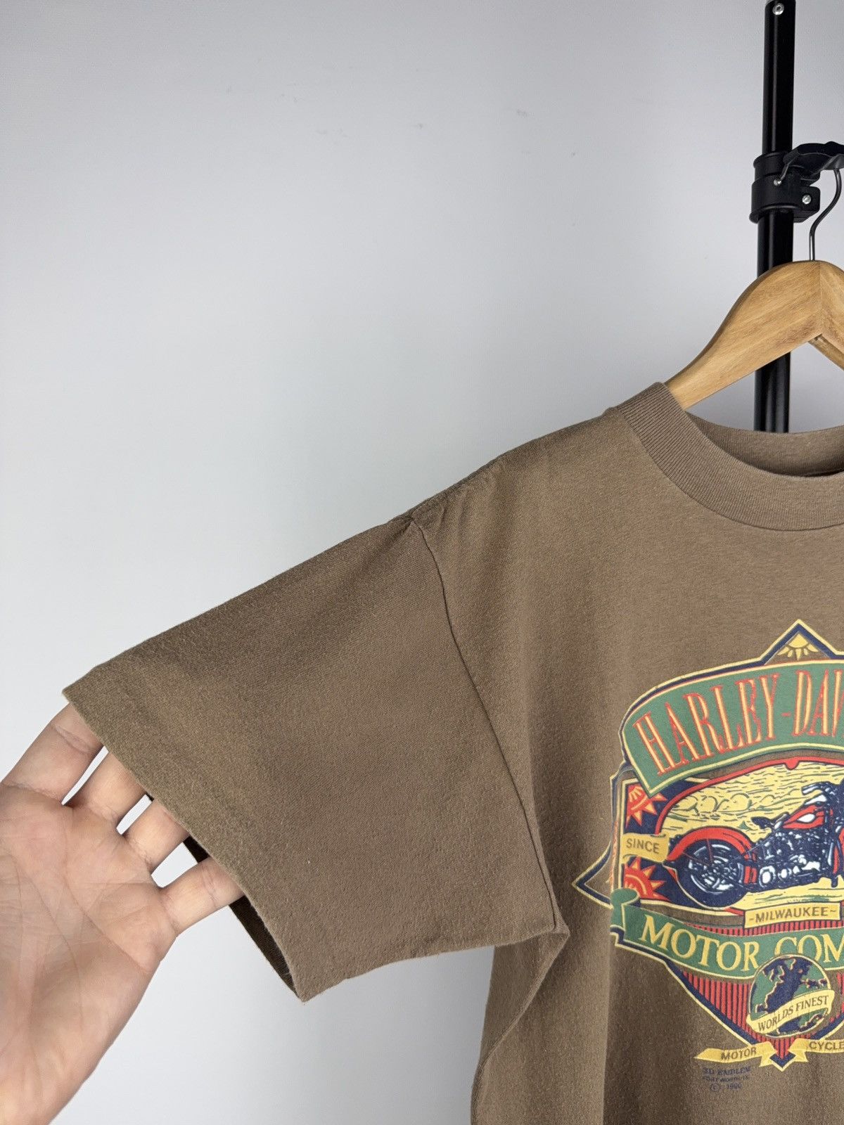 Harley Davidson × Vintage 1990 3D Emblem Harley-Davidson Motorcycle Graphic Tee Shirt Size US M / EU 48-50 / 2 - 5 Thumbnail