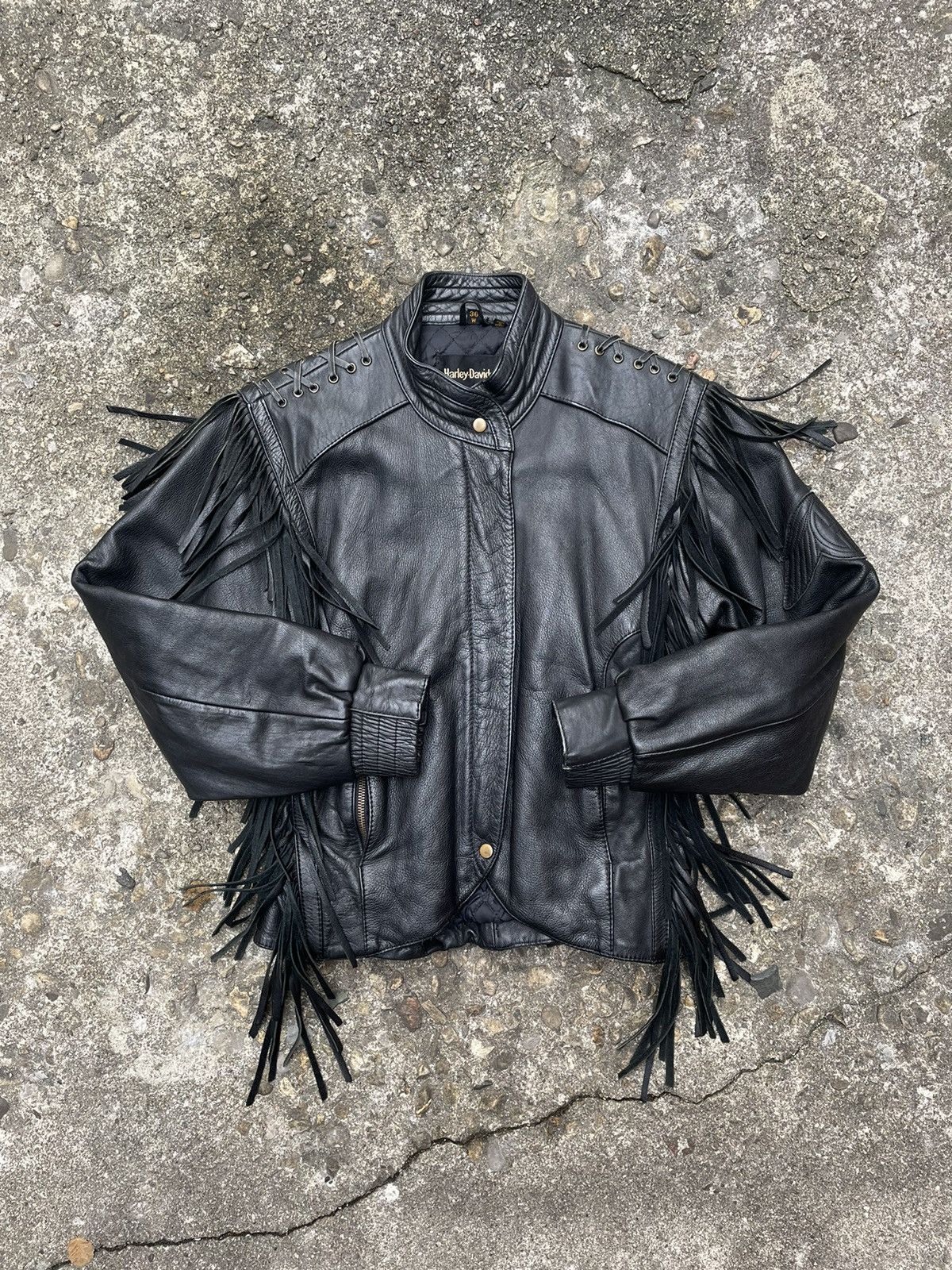 ジャケット・アウター vintage HARLEYDAVIDSON fringe design RARE Vintage Leather Fringe Jacket Amazing Classic Beautiful