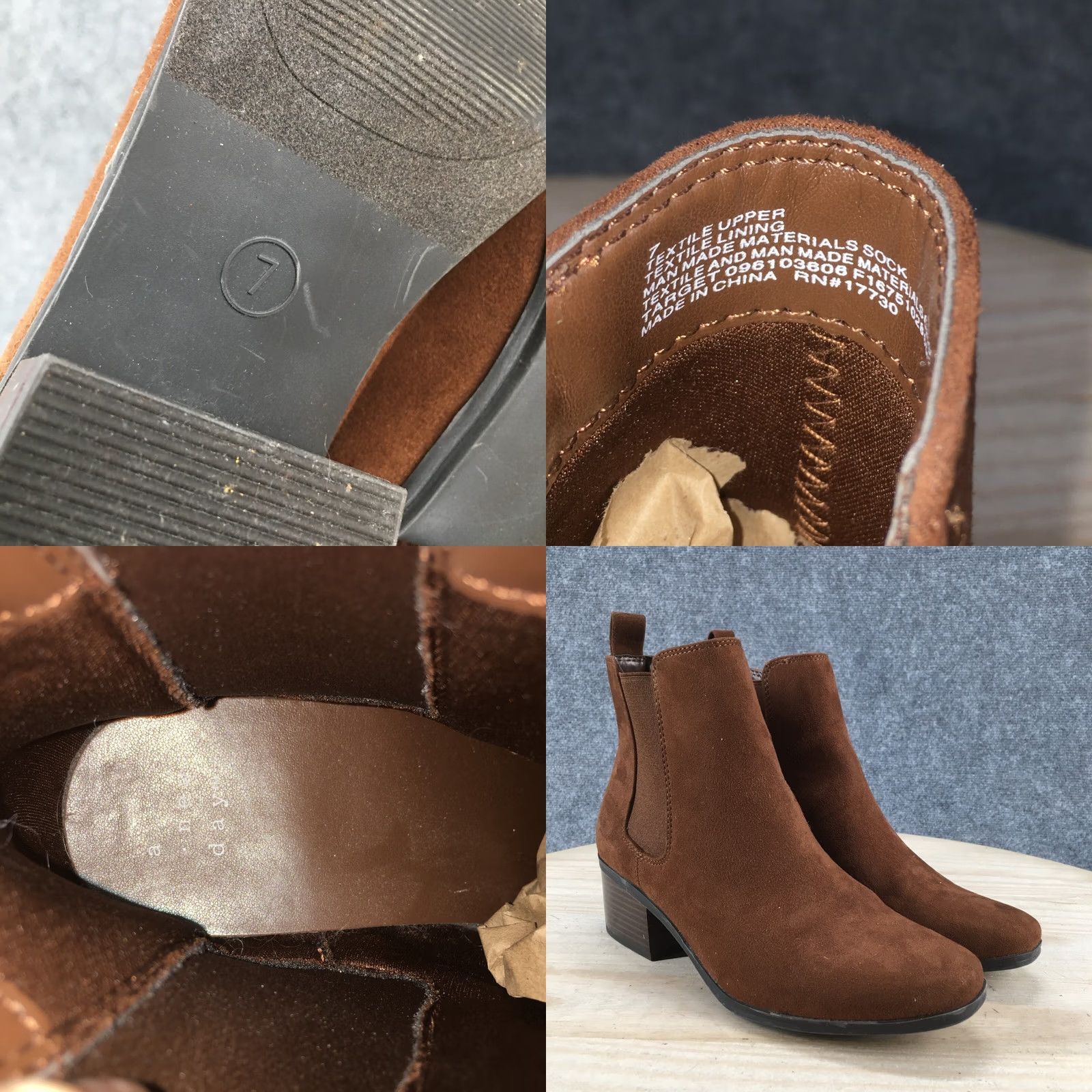 Vintage A New Day Boots Womens 7 Chelsea Pull On Ankle Bootie Brown Fabric Heels Casual Size US 7 / IT 37 - 10 Thumbnail