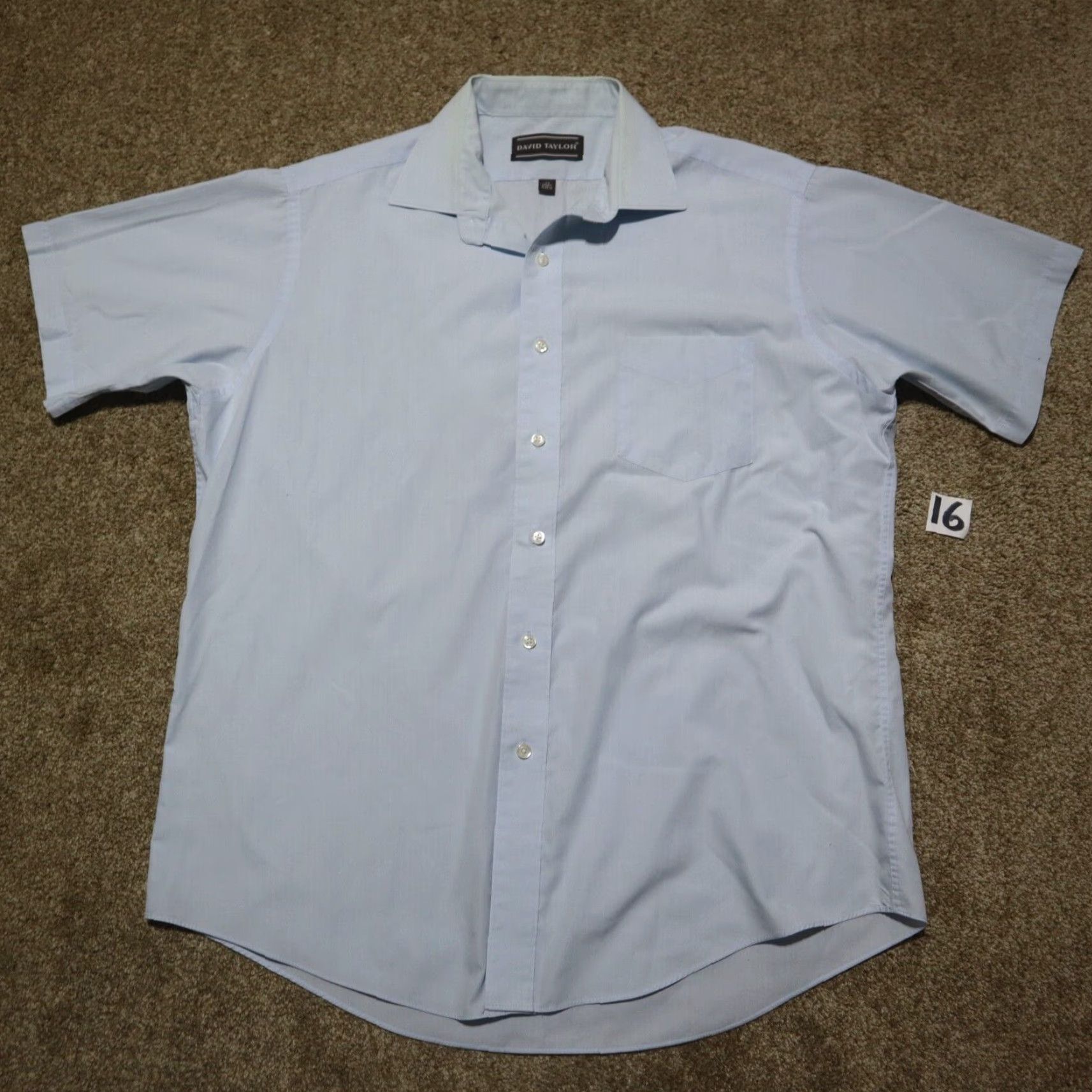 Vintage David Taylor Shirt Short Sleeve Adult Size 17 Light Blue Button-Down Collared 90s Style Mens Size US XL / EU 56 / 4 - 2 Thumbnail