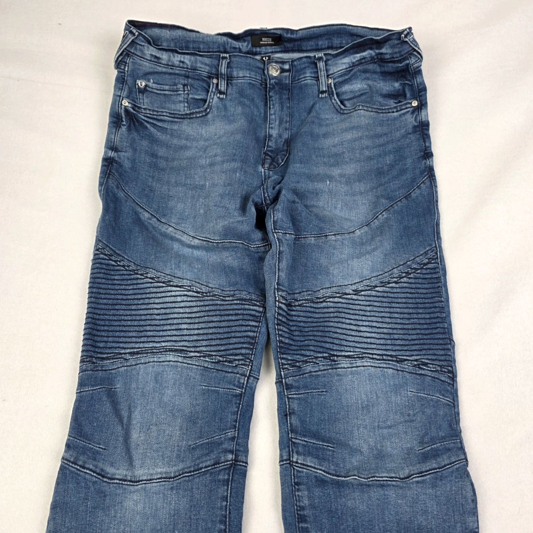 True Religion True Religion Jeans Mens 34x34 Skinny Stretch Denim Rocco Moto Grunge Black Blue Regular Slim 5-Pocket Distressed Logo Vintage No N/A Size US 34 / EU 50 - 3 Thumbnail