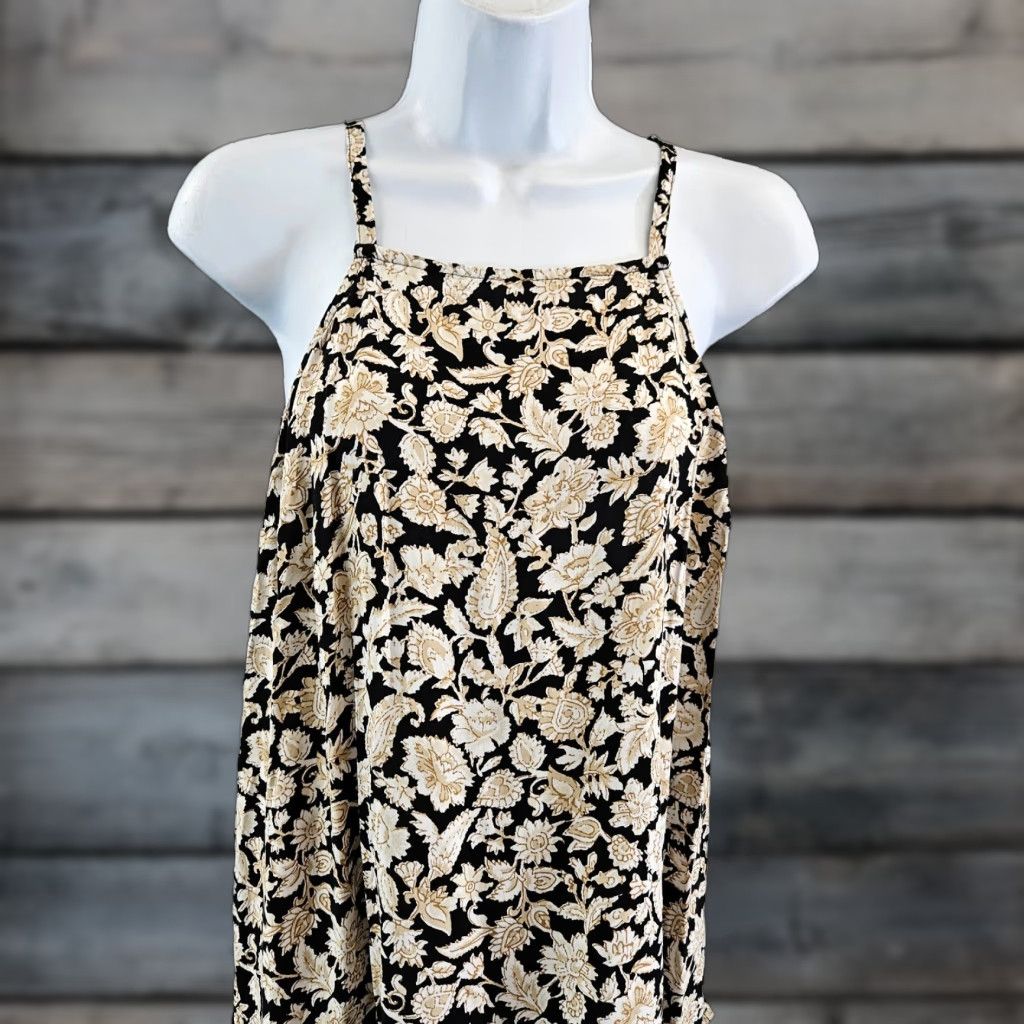 Old Navy Old Navy Tank Top Women S Black Floral Rayon Shirt Size S / US 4 / IT 40 - 1 Thumbnail
