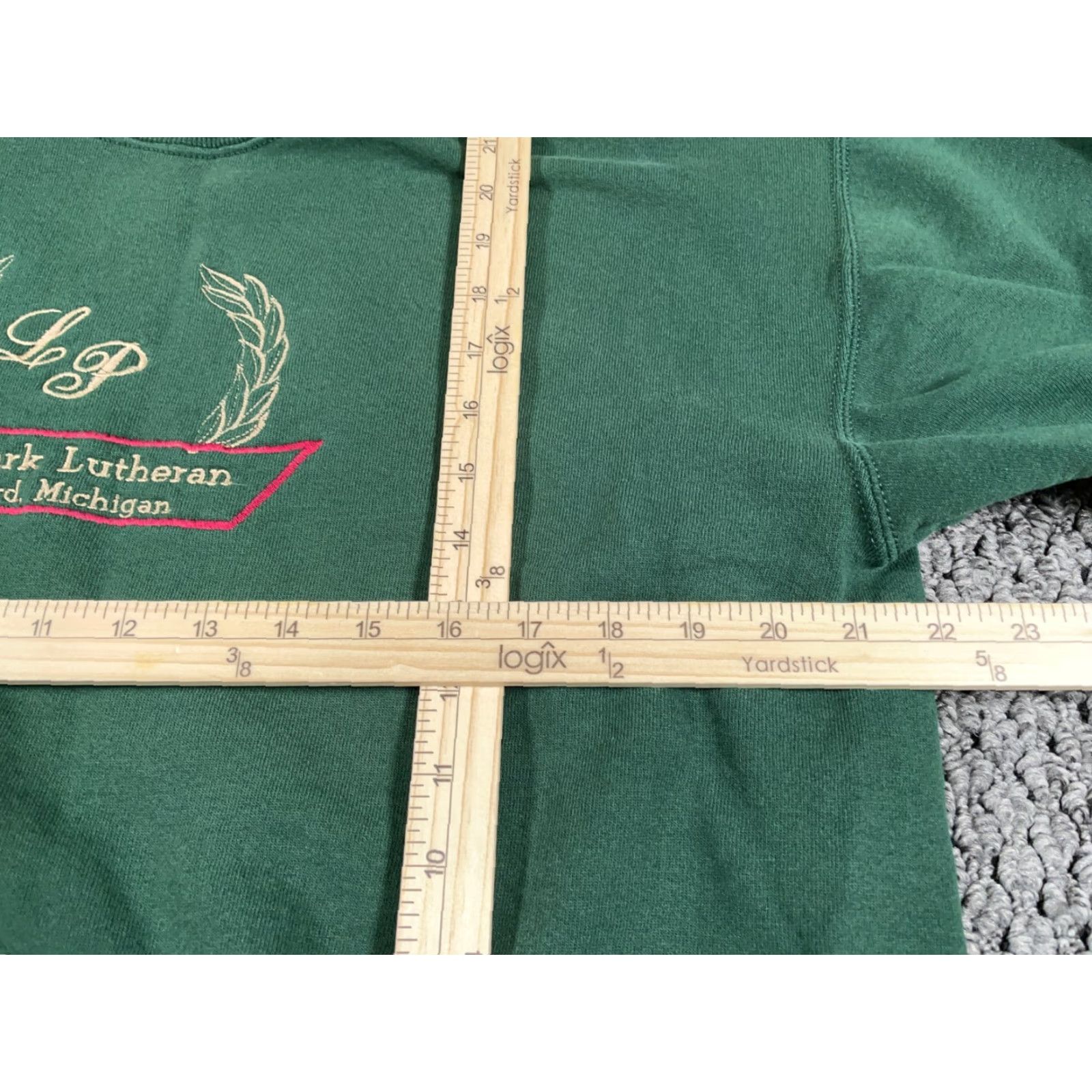 Jerzees VINTAGE Jerzees Sweatshirt Adult Large Green Embroidered Michigan Lola Park Lutheran Size US L / EU 52-54 / 3 - 6 Thumbnail