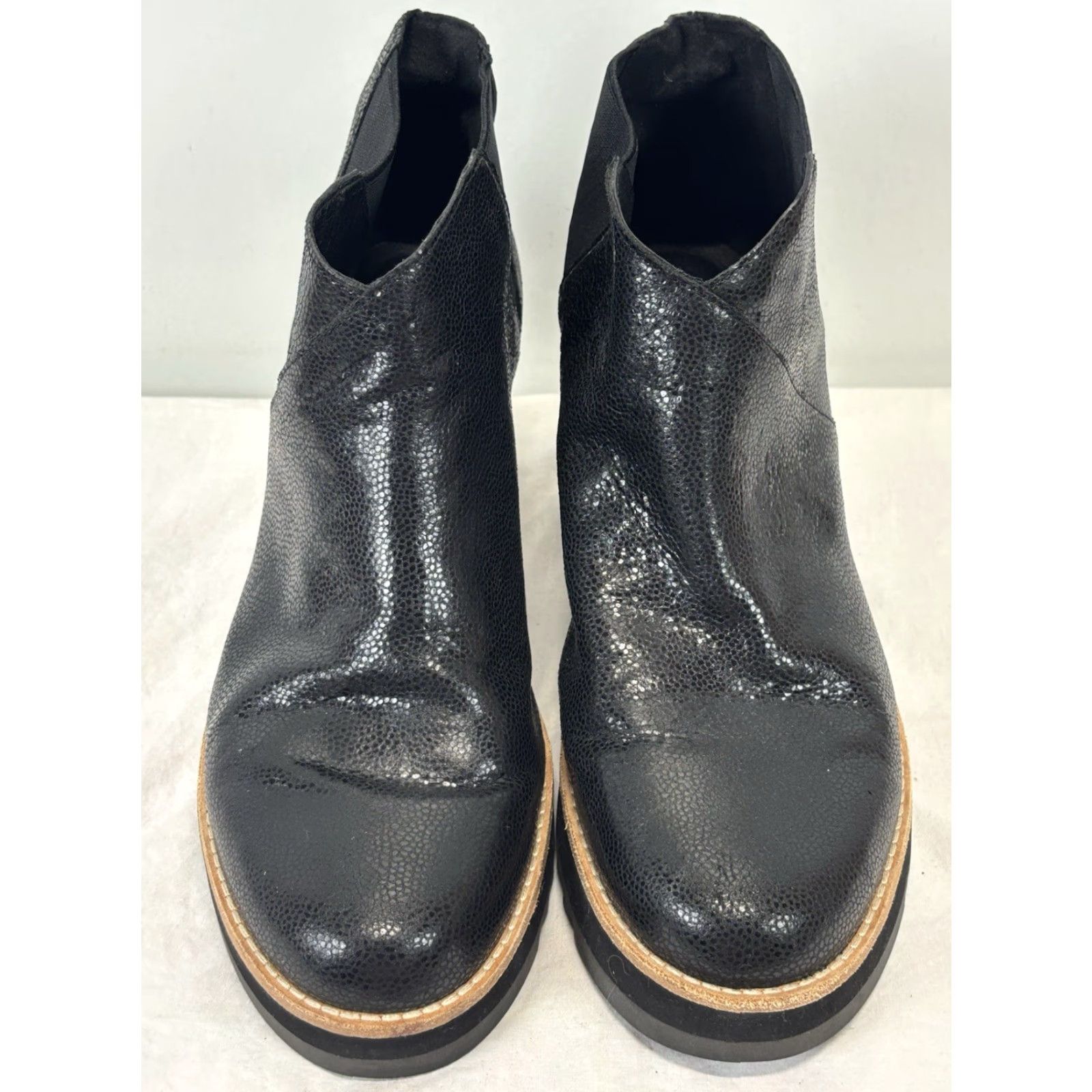 Eileen Fisher EILEEN FISHER Black Leather Wedge Booties Size 10 Womens Minimalist Size US 10 / IT 40 - 3 Thumbnail