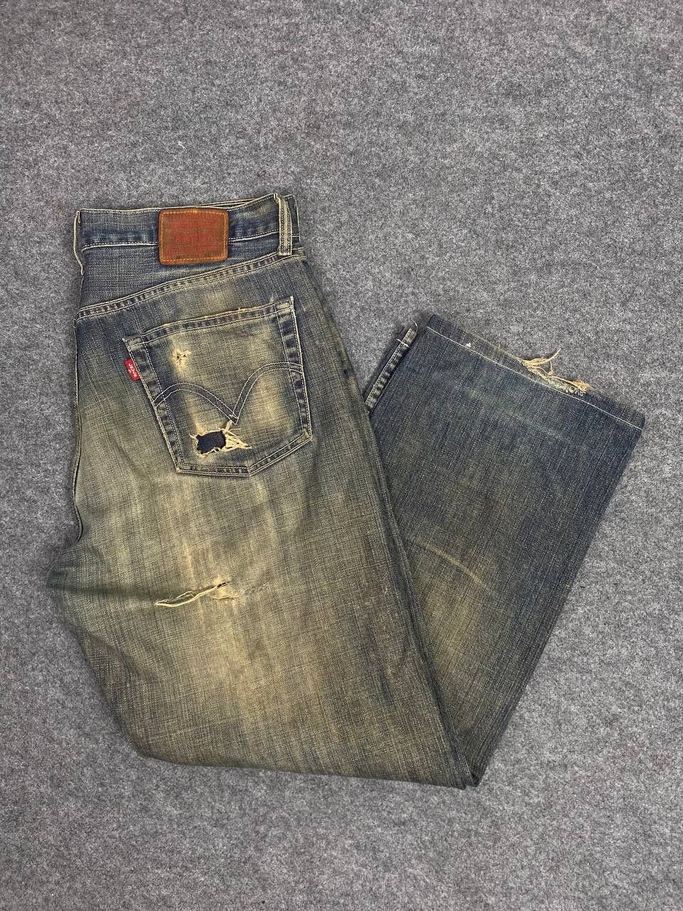 image of Vintage Levis 503 Distressed Denim Nice Design, Men's (Size 35)