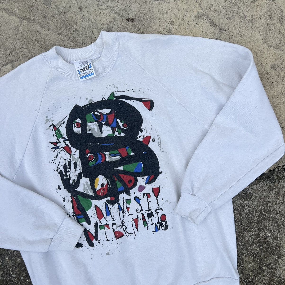 Vintage Vintage Crazy Abstract Fleece Sweatshirt Screen Stars 90s Size US L / EU 52-54 / 3 - 4 Thumbnail