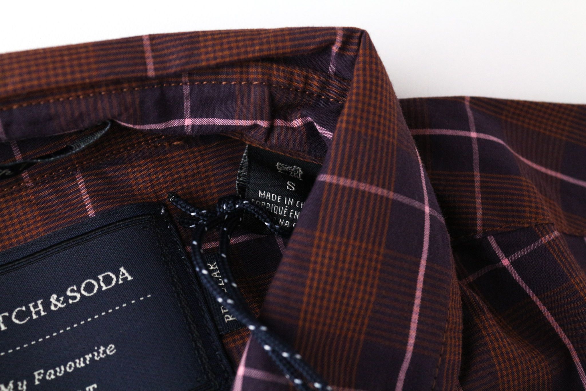 Scotch & Soda S Burgundy Cotton Check Button-Down Shirt 75998 Size US S / EU 44-46 / 1 - 7 Thumbnail