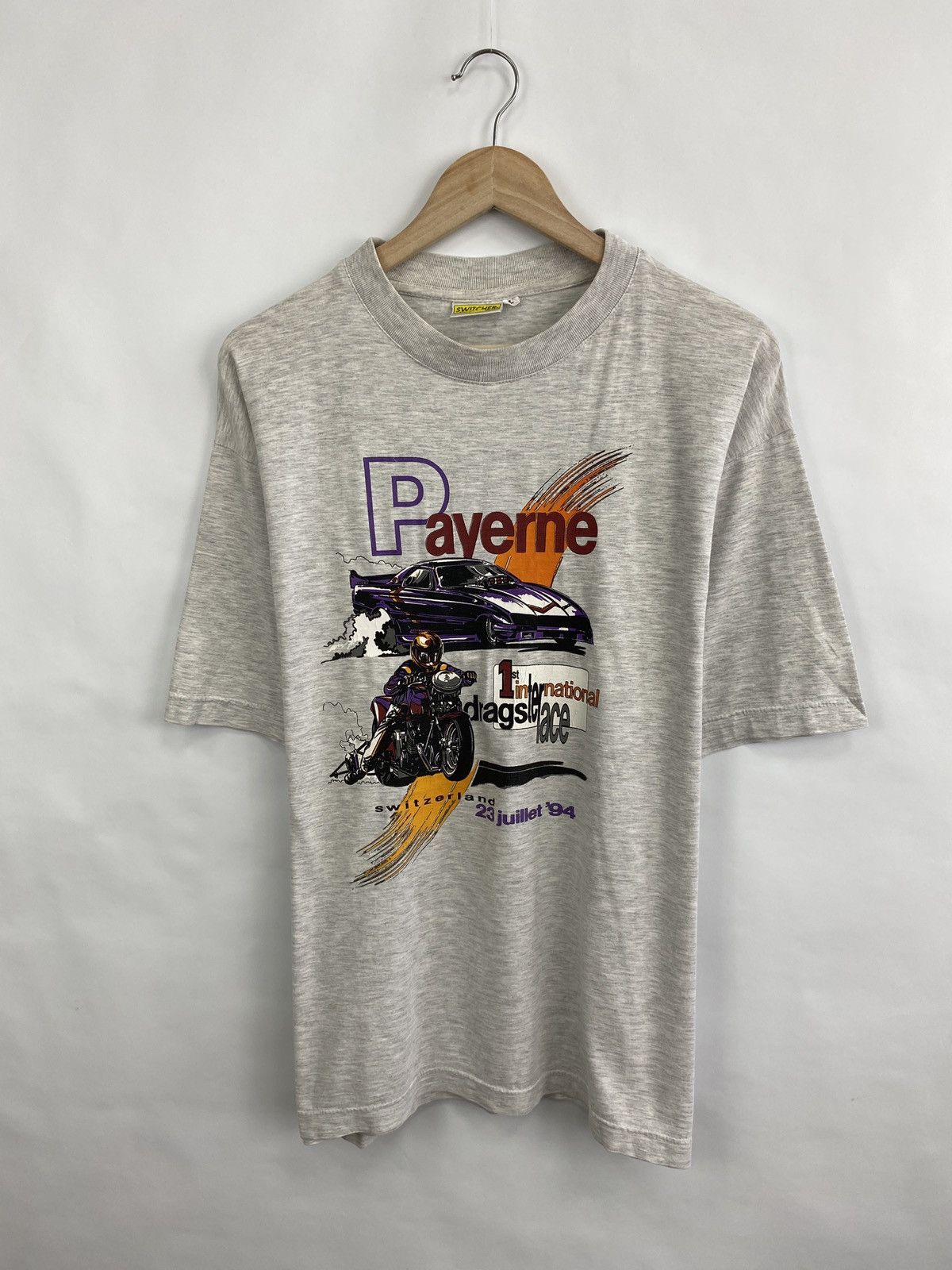NASCAR 🇨🇭 Vintage 1994 NASCAR Switzerland Payerne T-Shirt Y2K Rare Size US L / EU 52-54 / 3 - 3 Thumbnail