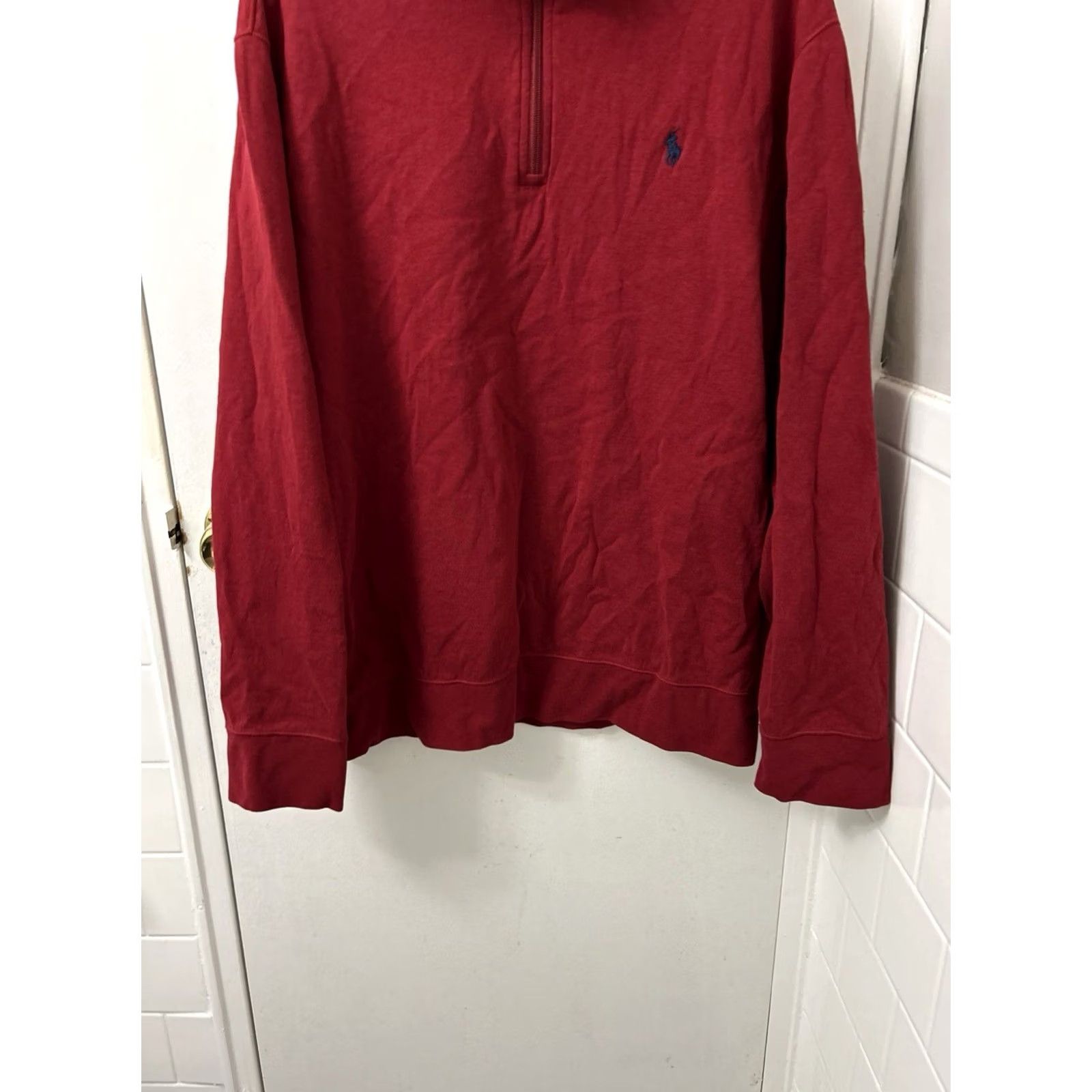 Polo Ralph Lauren Polo Ralph Lauren Performance 1/4 Zip Mens XL Red Pullover Sweater Knit Mock Neck Logo Embroidered Pony L/S Regular Fit Vintage: No Size US XL / EU 56 / 4 - 3 Thumbnail