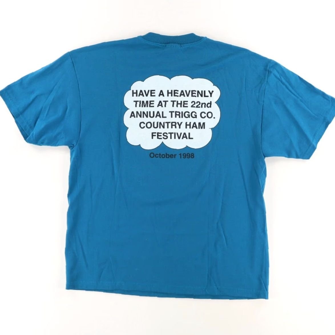 Hanes VINTAGE Hanes T-Shirt Cat: Hog Heaven Ham Festival Solid Teal Men XL Shirt Size US XL / EU 56 / 4 - 4 Thumbnail