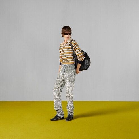 Gucci o1s1wg110125 Denim Trouser Pant With Sequins in Silver Size US 32 / EU 48 - 3 Thumbnail