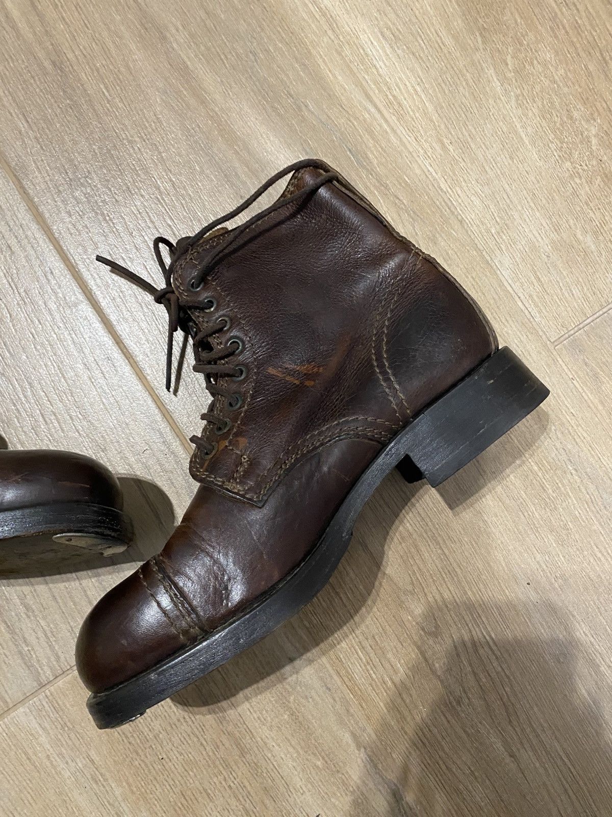 Dolce & Gabbana Dolce & Gabbana Main Line Brown Leather Army Combat Boots Size US 8 / EU 41 - 8 Thumbnail