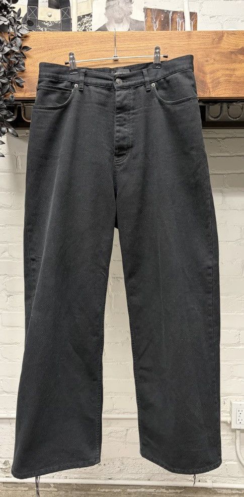 Balenciaga 2024 Balenciaga ‘Heel-Bite’ Heavyweight Wide Leg Black Denim Size US 34 / EU 50 - 1 Thumbnail