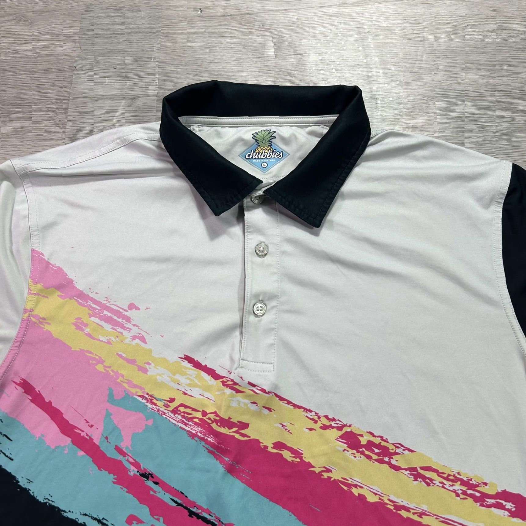 Chubbies Chubbies Polo Shirt Mens Large Multicolor Brush Stroke Golf Performance Stretch Shirt Size US L / EU 52-54 / 3 - 3 Thumbnail