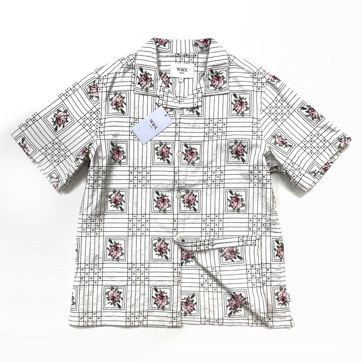 image of NWT Wax London S/s ‘24 Didcot S/s Shirt Tapestry Embroidery in White, Men's (Size Medium)