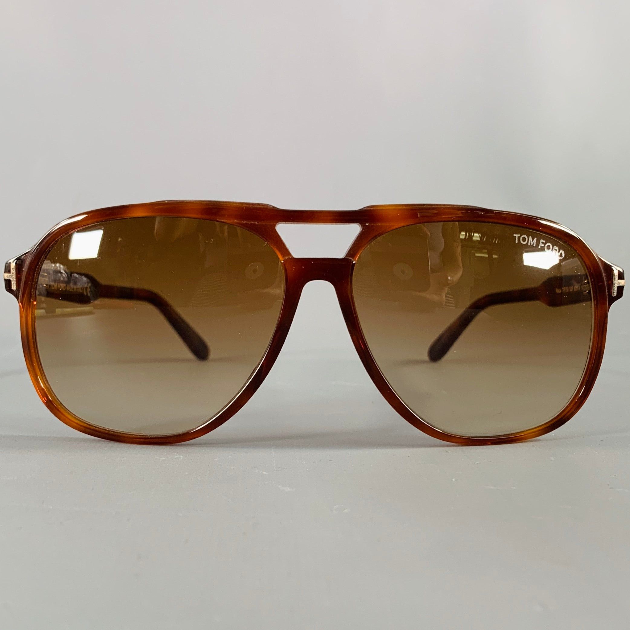 Tom Ford Raoul Brown Tortoiseshell Acetate Sunglasses Size ONE SIZE - 1 Thumbnail