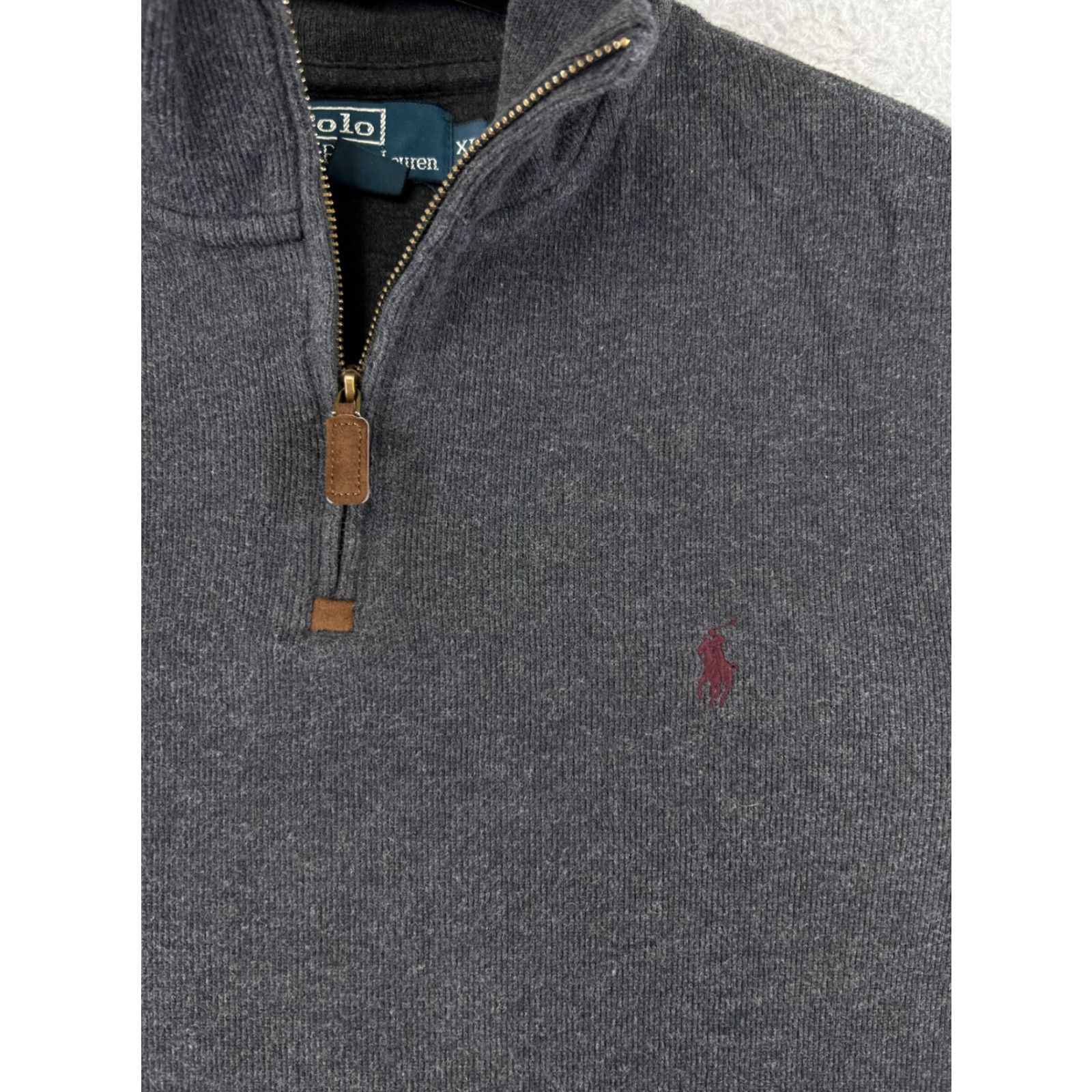 Polo Ralph Lauren Polo Ralph Lauren Sweater Mens XL Gray Mock Neck 1/4 Zip 100% Cotton Polo Ralph Lauren Size US XL / EU 56 / 4 - 3 Thumbnail