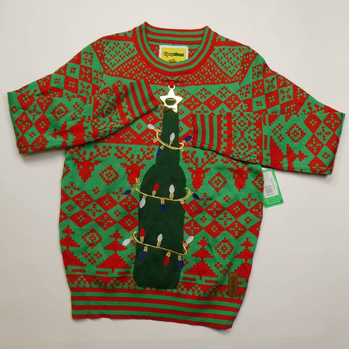 Tipsy Elves men's TIPSY ELVES Holiday sweater, small, star bottle opener Size US S / EU 44-46 / 1 - 1 Thumbnail