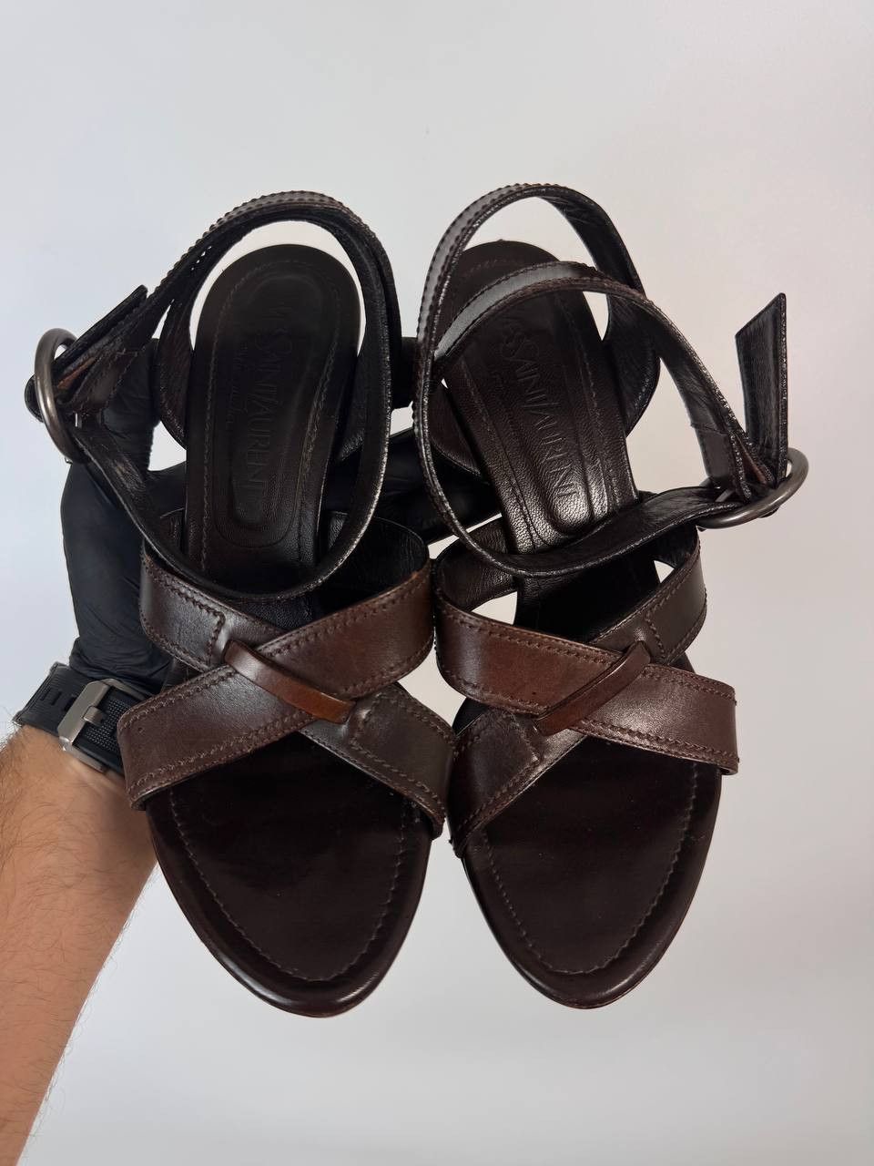Yves Saint Laurent Sandales Escarpins Cuir Marron Yves Saint Laurent Sz 39 Size US 8.5 / IT 38.5 - 2 Thumbnail