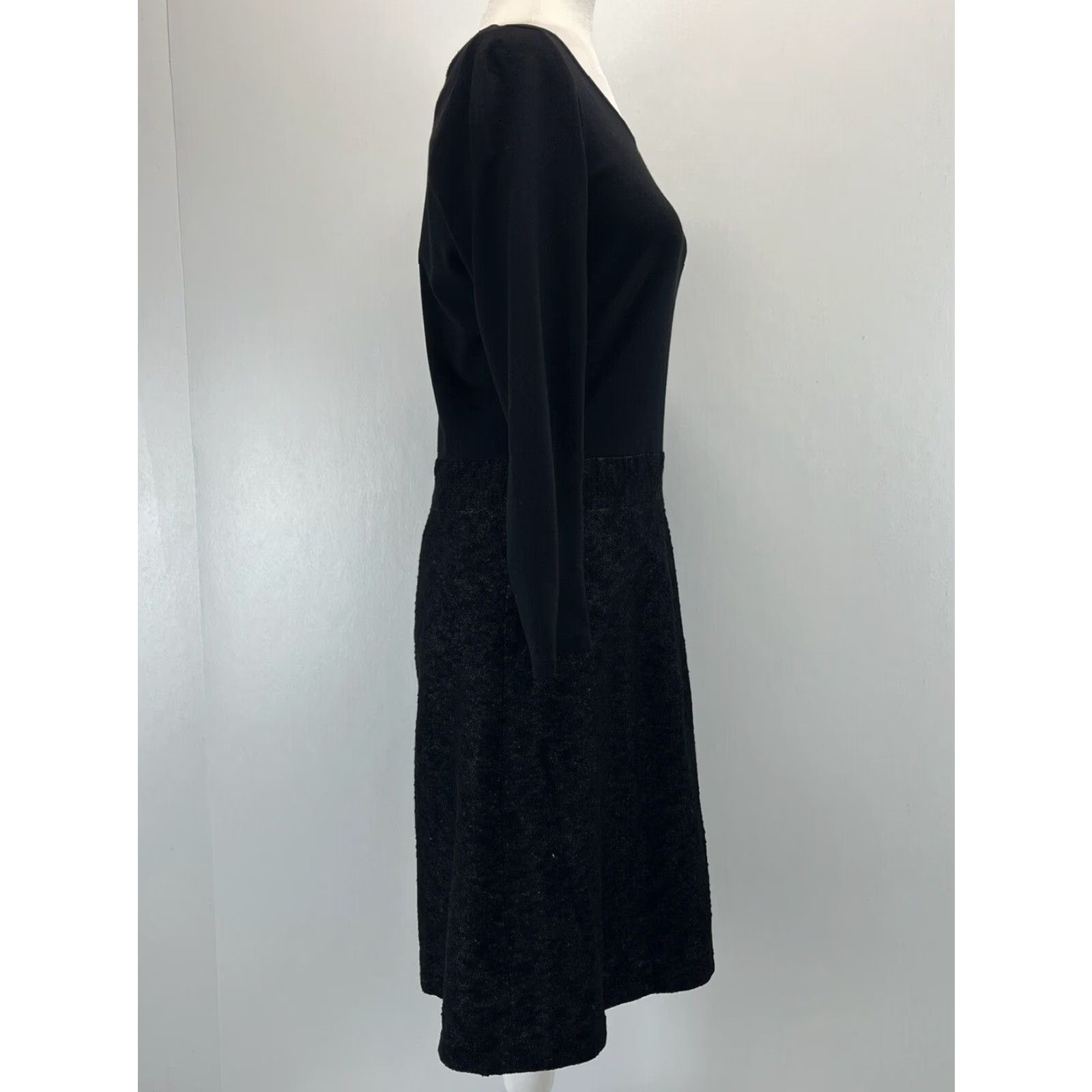 Theory Theory Wool Blend Knee Length Dress Black 3/4 Sleeves Scoop Neck Size 8 Womens Size M / US 6-8 / IT 42-44 - 4 Thumbnail