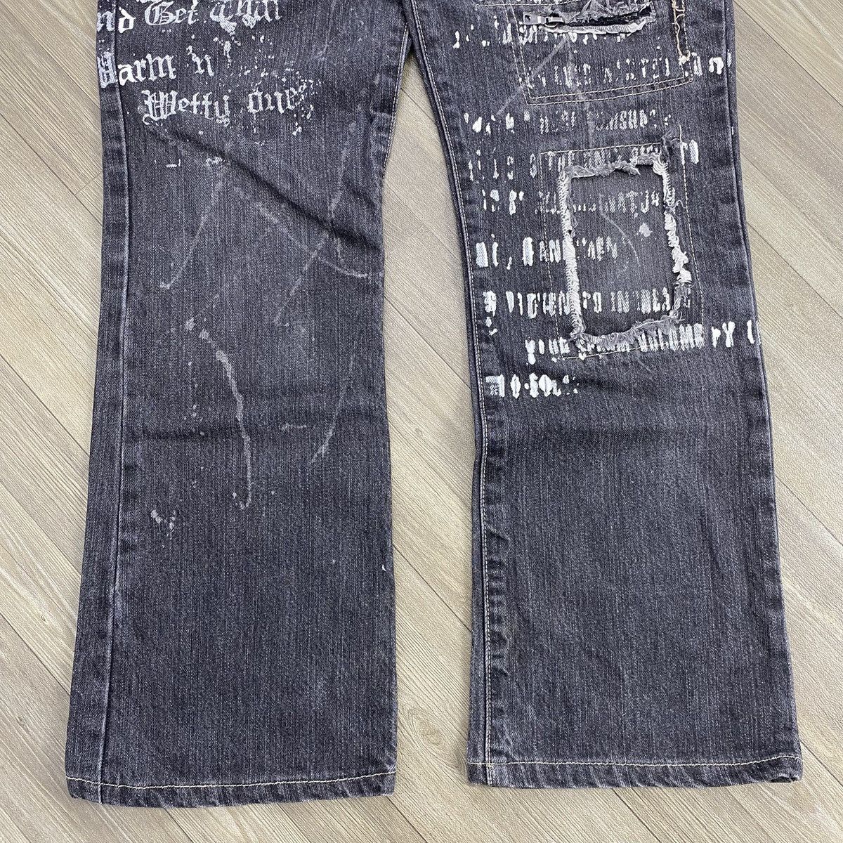 Other 2000s Ba-tsu Studio Distressed Cross Punk Flared Jeans Size US 30 / EU 46 - 7 Thumbnail
