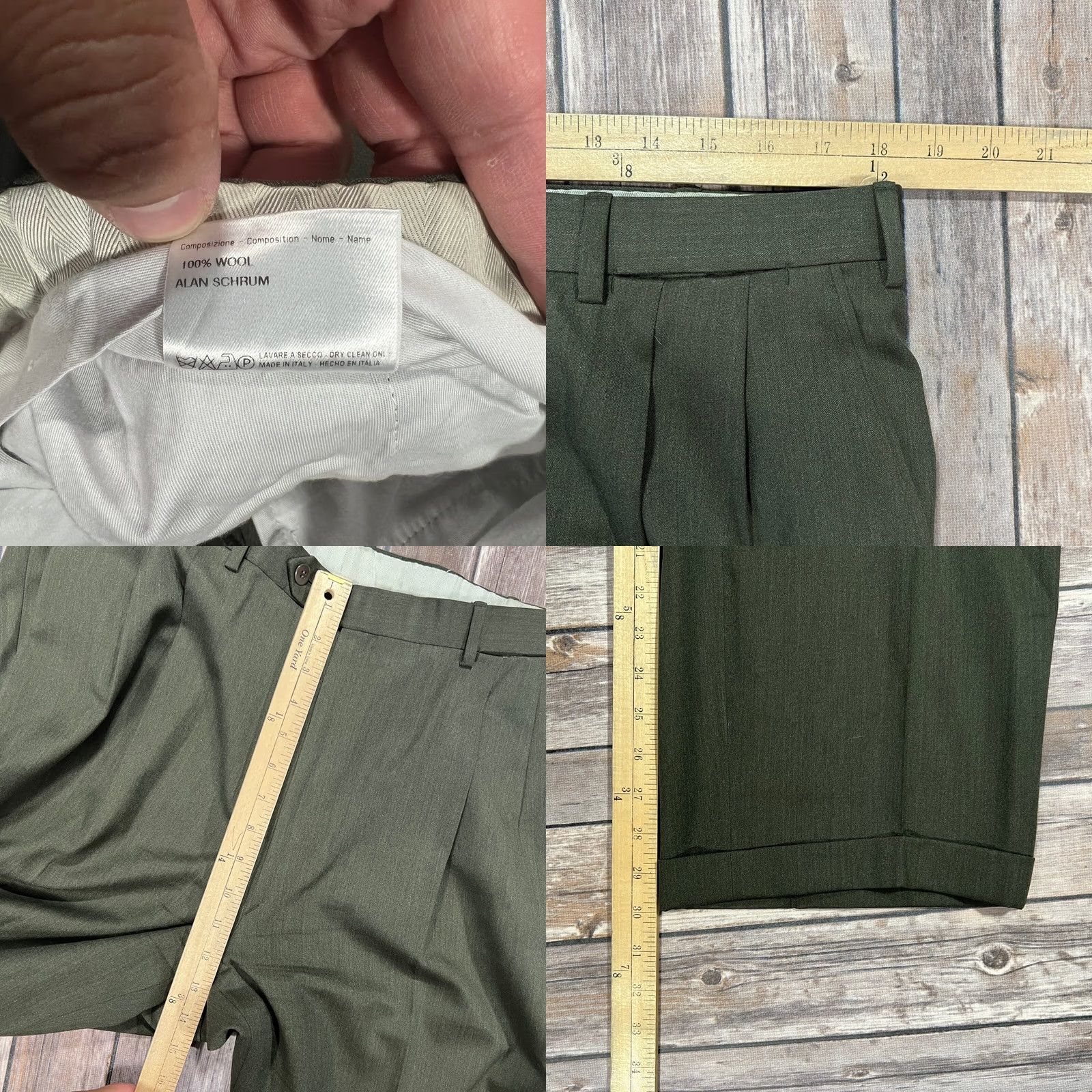 Brioni VINTAGE Brioni Double Breasted Wool Suit Set Coat Blazer Pants 50R Mens 36x30 Green Size 50R - 10 Thumbnail
