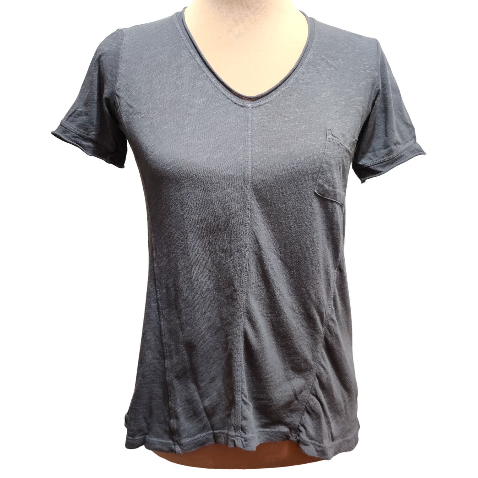 Other Left of Center XS Gray V-Neck Tee USA Made Anthropologie Poc Size XS / US 0-2 / IT 36-38 - 2 Thumbnail