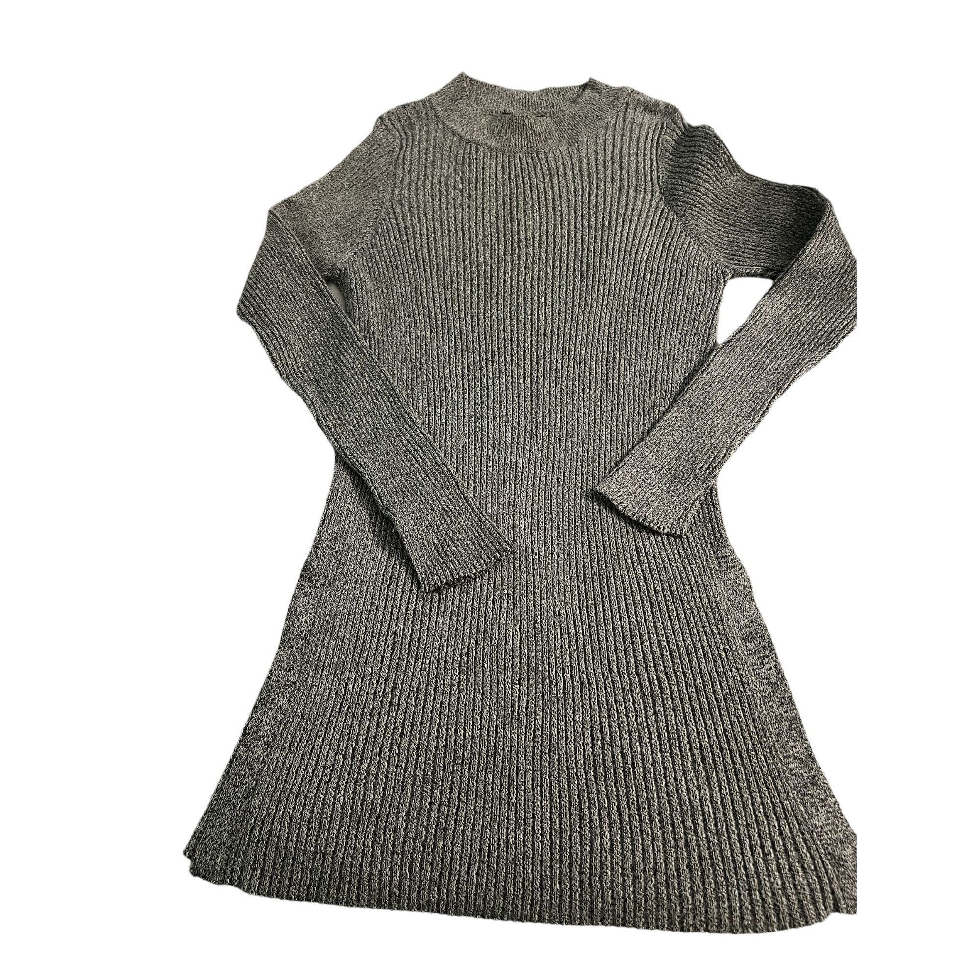 Topshop Topshop Heather Black Ribbed Sweater Tunic Side Slits Arm Sl Size M / US 6-8 / IT 42-44 - 1 Thumbnail