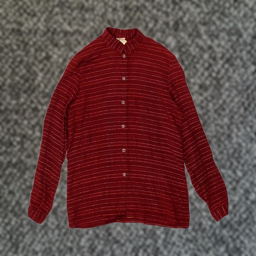 Vintage VINTAGE Womens Shirt IT 42 Medium Red Striped Cotton Size M / US 6-8 / IT 42-44 - 1 Thumbnail