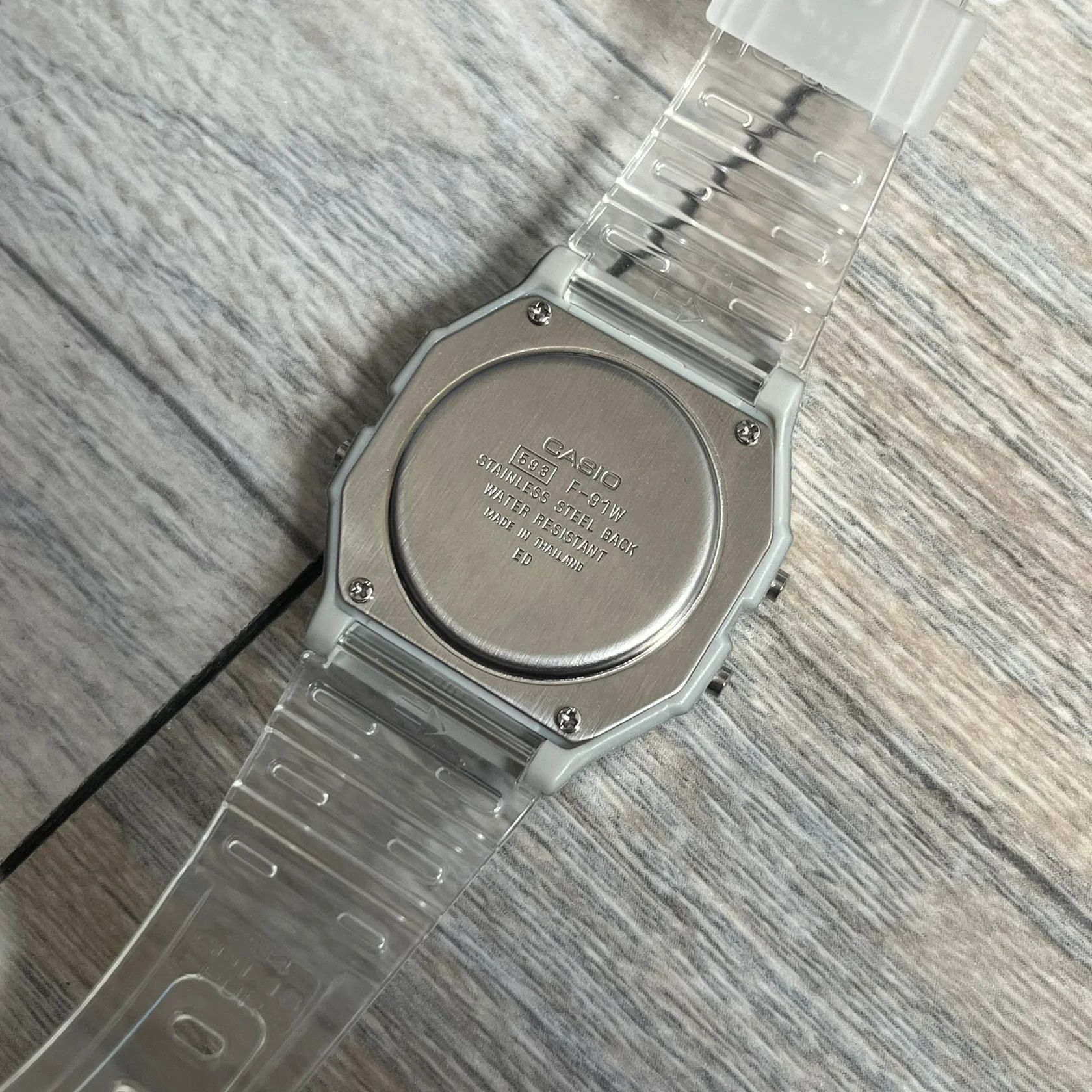 Casio Casio F-91W "Skeleton" Clear Digital Watch Size ONE SIZE - 6 Thumbnail