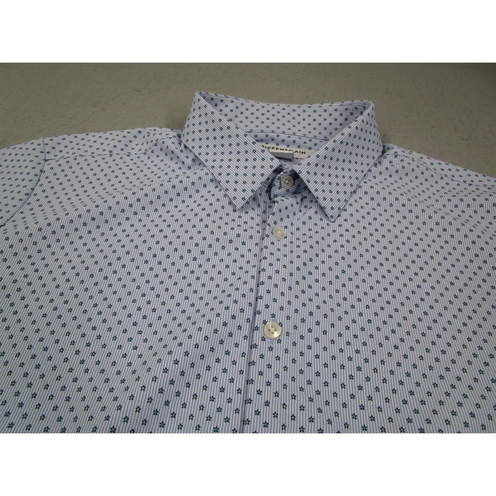 Mizzen+Main Mizzen+Main Shirt Mens 2XL Blue Striped Print Dress Shirt Slim Fit Performance Stretch Button Front Casual/Semi-Formal Menswear Size 48R - 2 Thumbnail