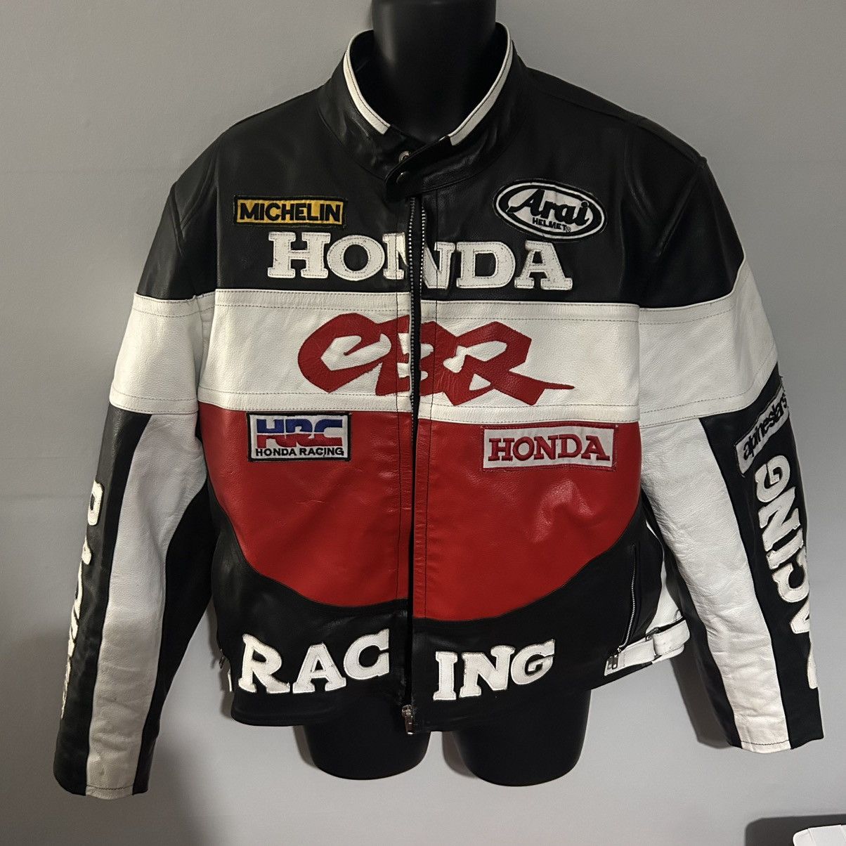 Honda Racing CBR black Leather biker/ motorcycle jacket 3XL